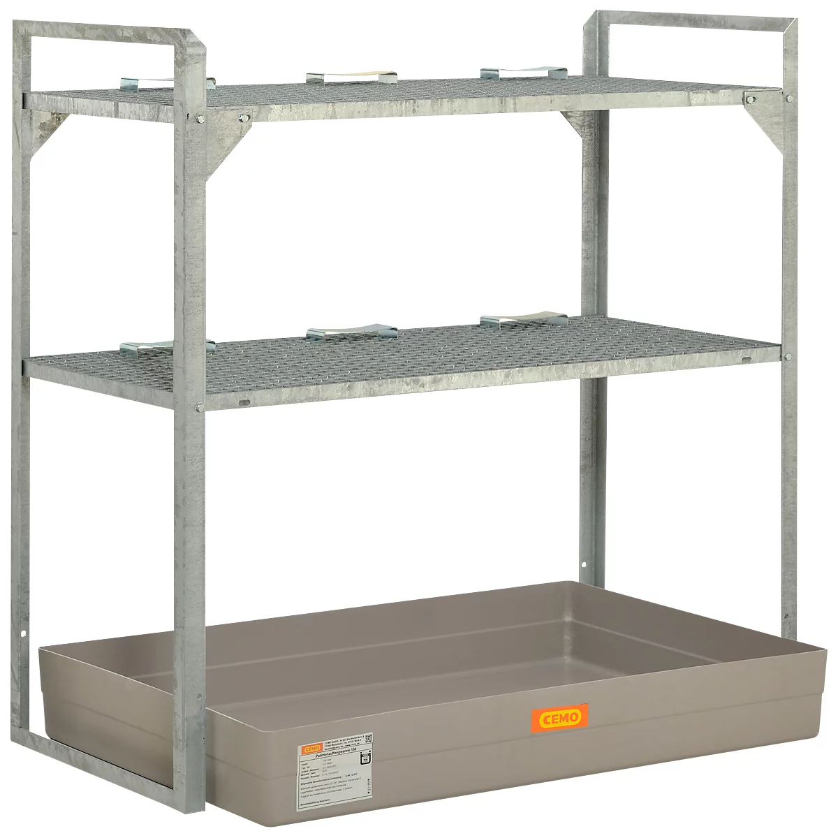 Estantería para barriles tipo 360, para 6 barriles de 60 l c.u., 2 niveles de rejilla, 6 recubrimientos para barriles y cubeta colectora de PRFV para 150 l
