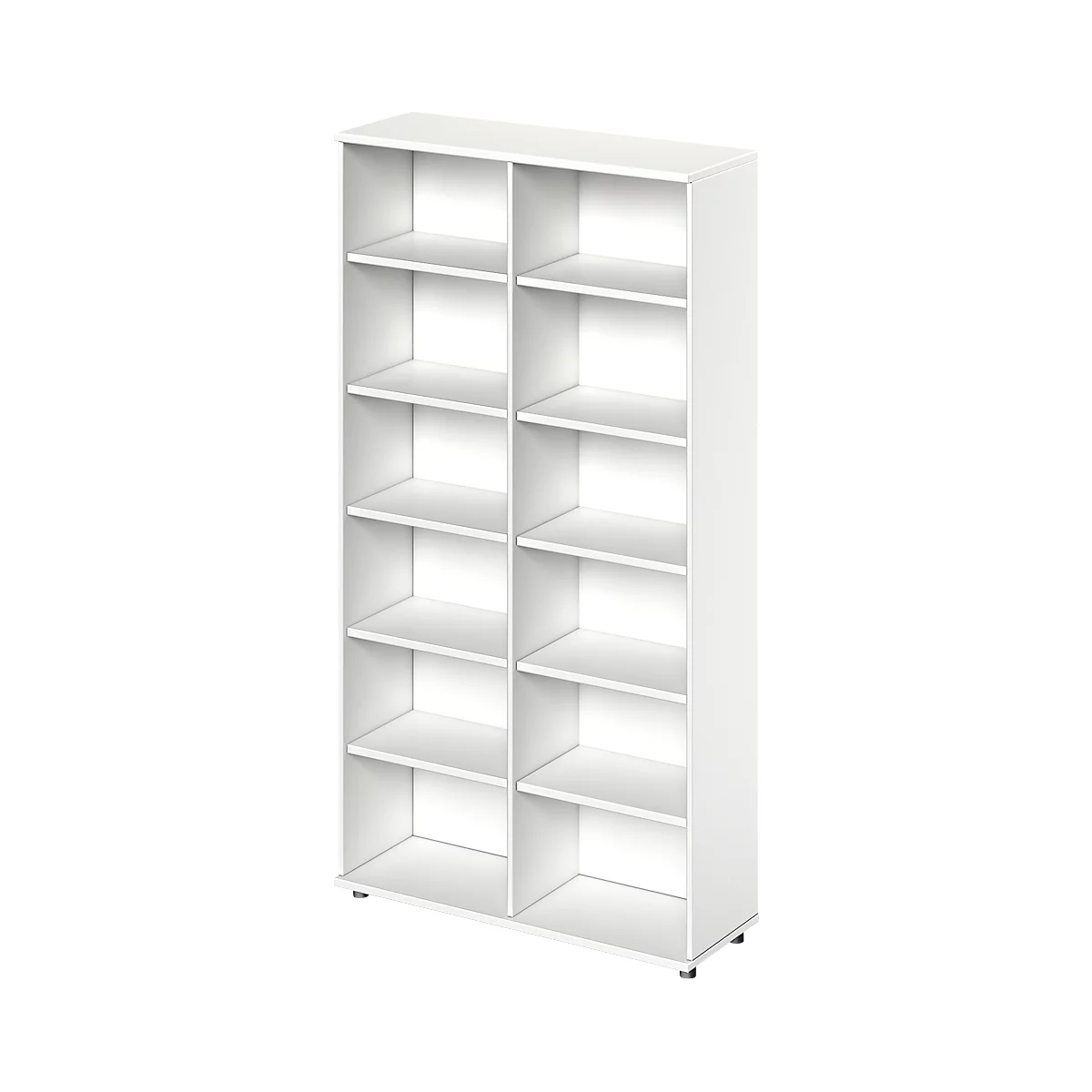 Estantería Schäfer Shop Genius TETRIS WOOD, 6 OH, altura incl. guías, separación central, W 1200 mm, blanco