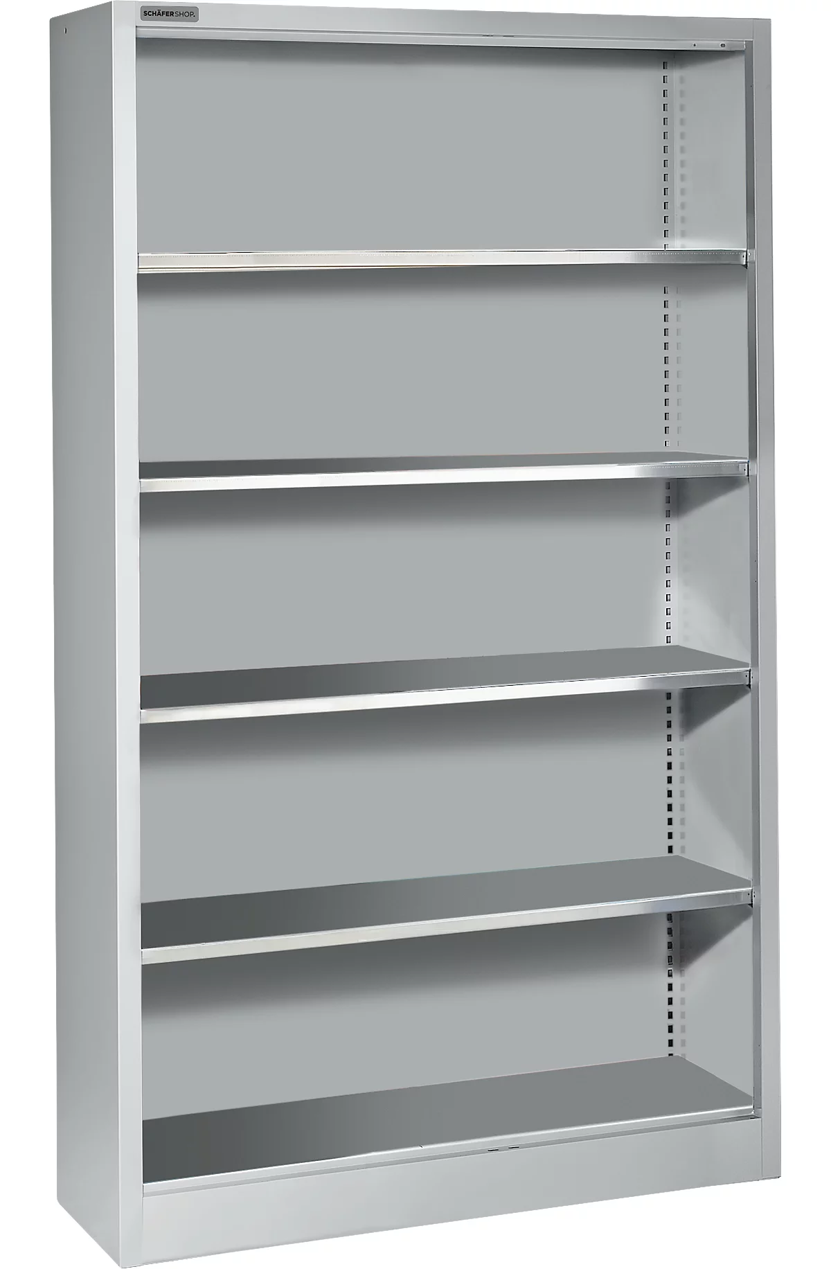 Estantería Schäfer Shop Select AS 2409, con 4 estantes de altura regulable, ancho 950 x fondo 400 x alto 1935 mm, chapa de acero, aluminio blanco RAL 9006