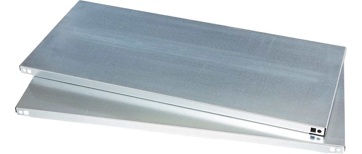 Estantes, para armarios de material sin tabique central y con W 950 mm, hasta 100 kg, W 950 x D 500 mm, acero galvanizado, plata