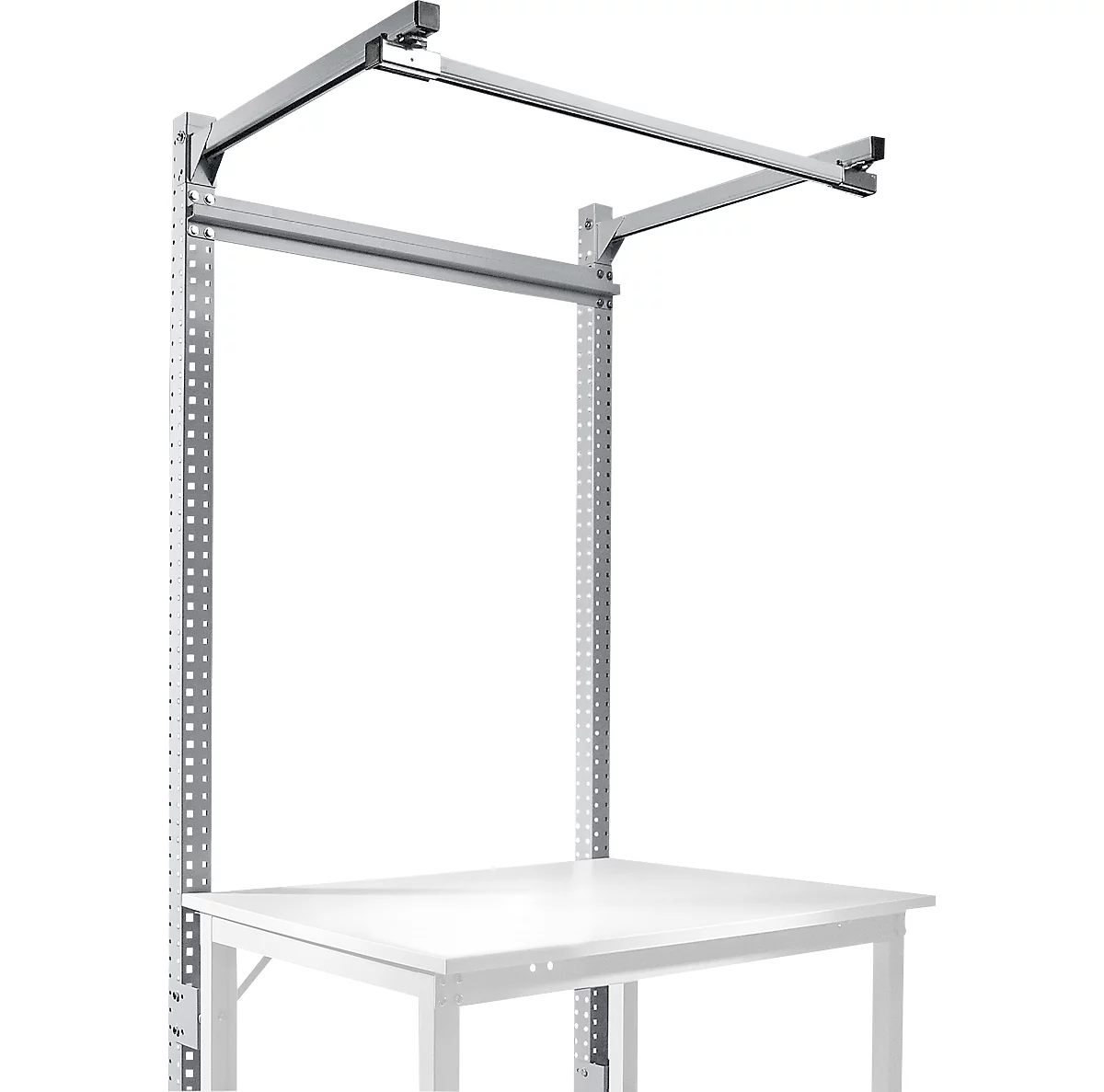 Estructura pórtica adicional con brazo saliente, Mesa básica SPEZIAL mesa de trabajo/banco de trabajo UNIVERSAL/PROFI, 1250 mm, aluminio plateado