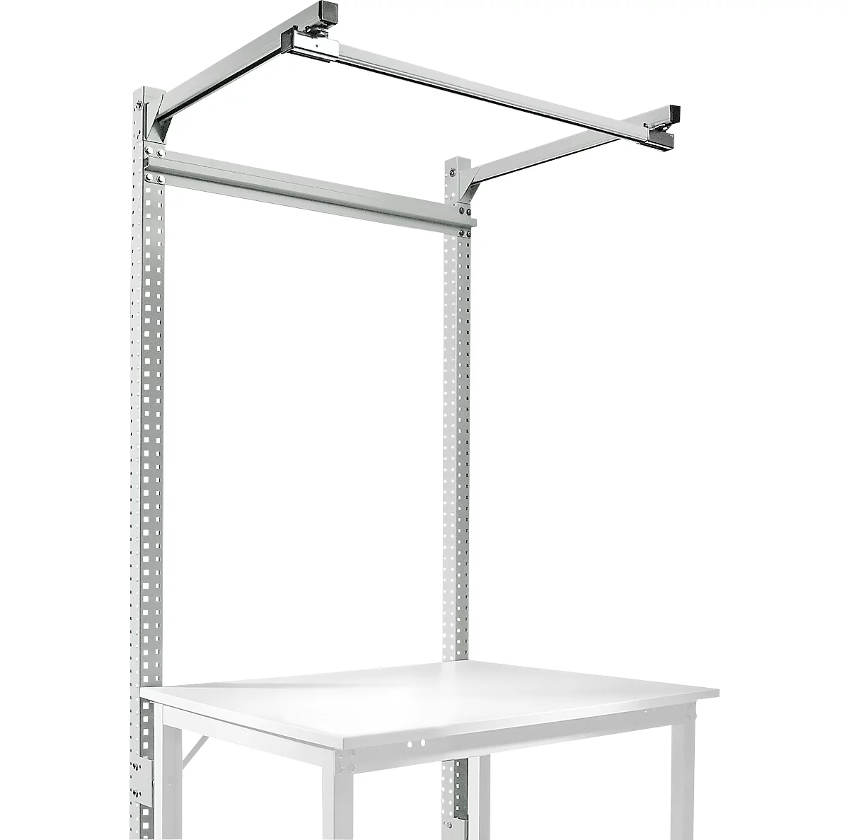 Estructura pórtica adicional con brazo saliente, Mesa básica SPEZIAL mesa de trabajo/banco de trabajo UNIVERSAL/PROFI, 1250 mm, gris luminoso