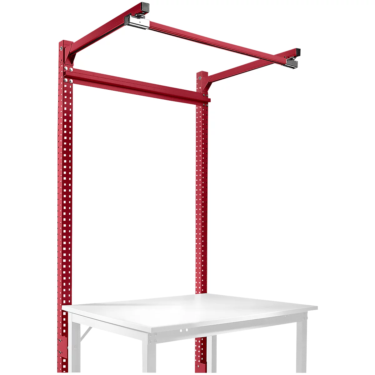 Estructura pórtica adicional con brazo saliente, Mesa básica SPEZIAL mesa de trabajo/banco de trabajo UNIVERSAL/PROFI, 1250 mm, rojo rubí