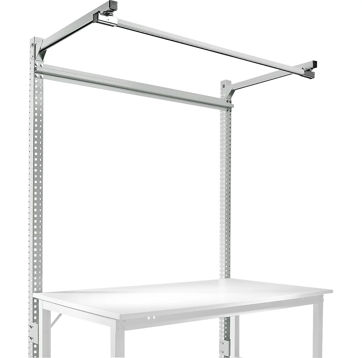 Estructura pórtica adicional con brazo saliente, Mesa básica SPEZIAL mesa de trabajo/banco de trabajo UNIVERSAL/PROFI, 1500 mm, gris luminoso