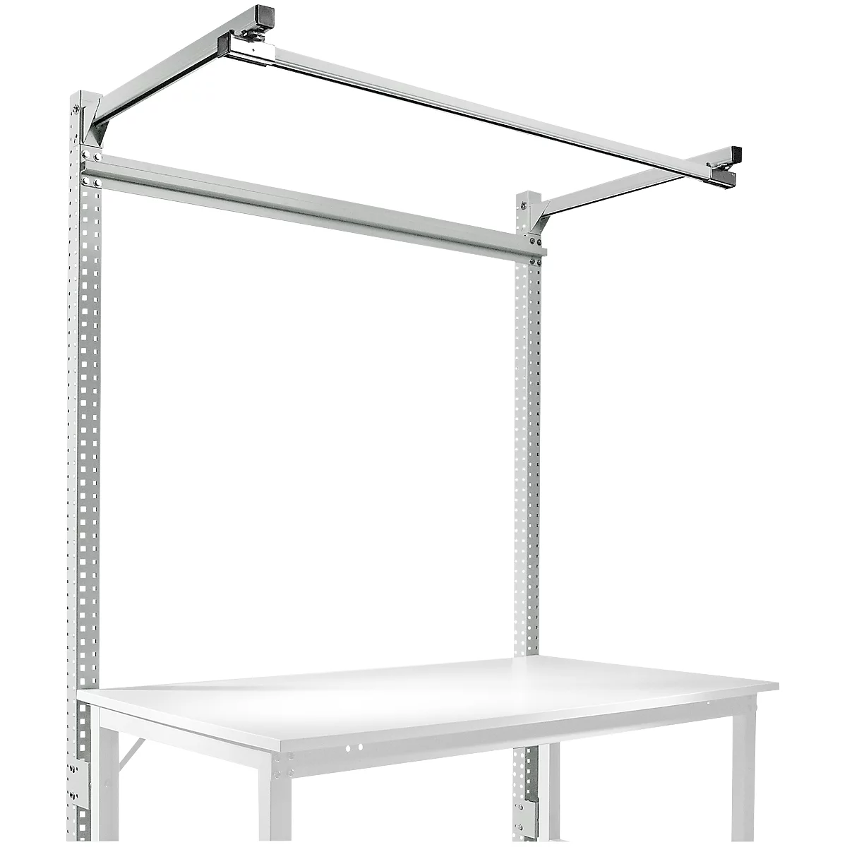 Estructura pórtica adicional con brazo saliente, Mesa básica SPEZIAL mesa de trabajo/banco de trabajo UNIVERSAL/PROFI, 1500 mm, gris luminoso