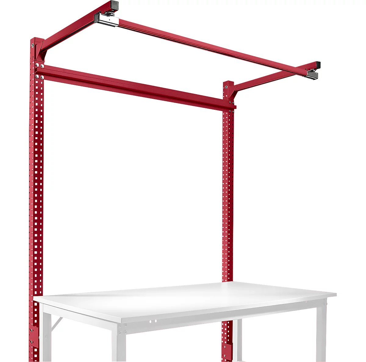 Estructura pórtica adicional con brazo saliente, Mesa básica SPEZIAL mesa de trabajo/banco de trabajo UNIVERSAL/PROFI, 1500 mm, rojo rubí