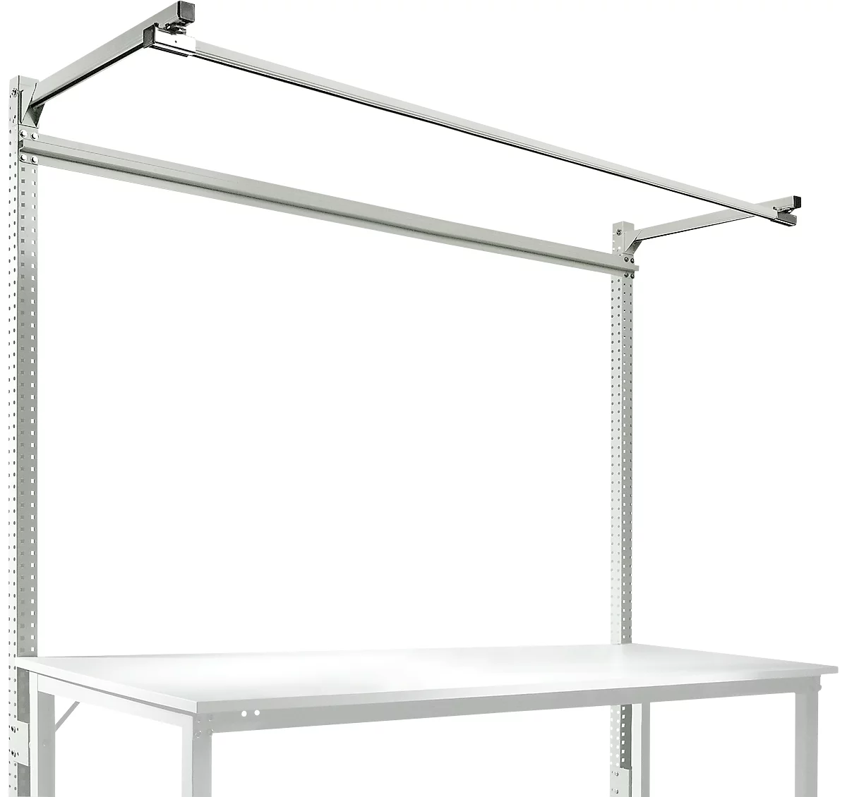 Estructura pórtica adicional con brazo saliente, Mesa básica SPEZIAL mesa de trabajo/banco de trabajo UNIVERSAL/PROFI, 2000 mm, gris luminoso