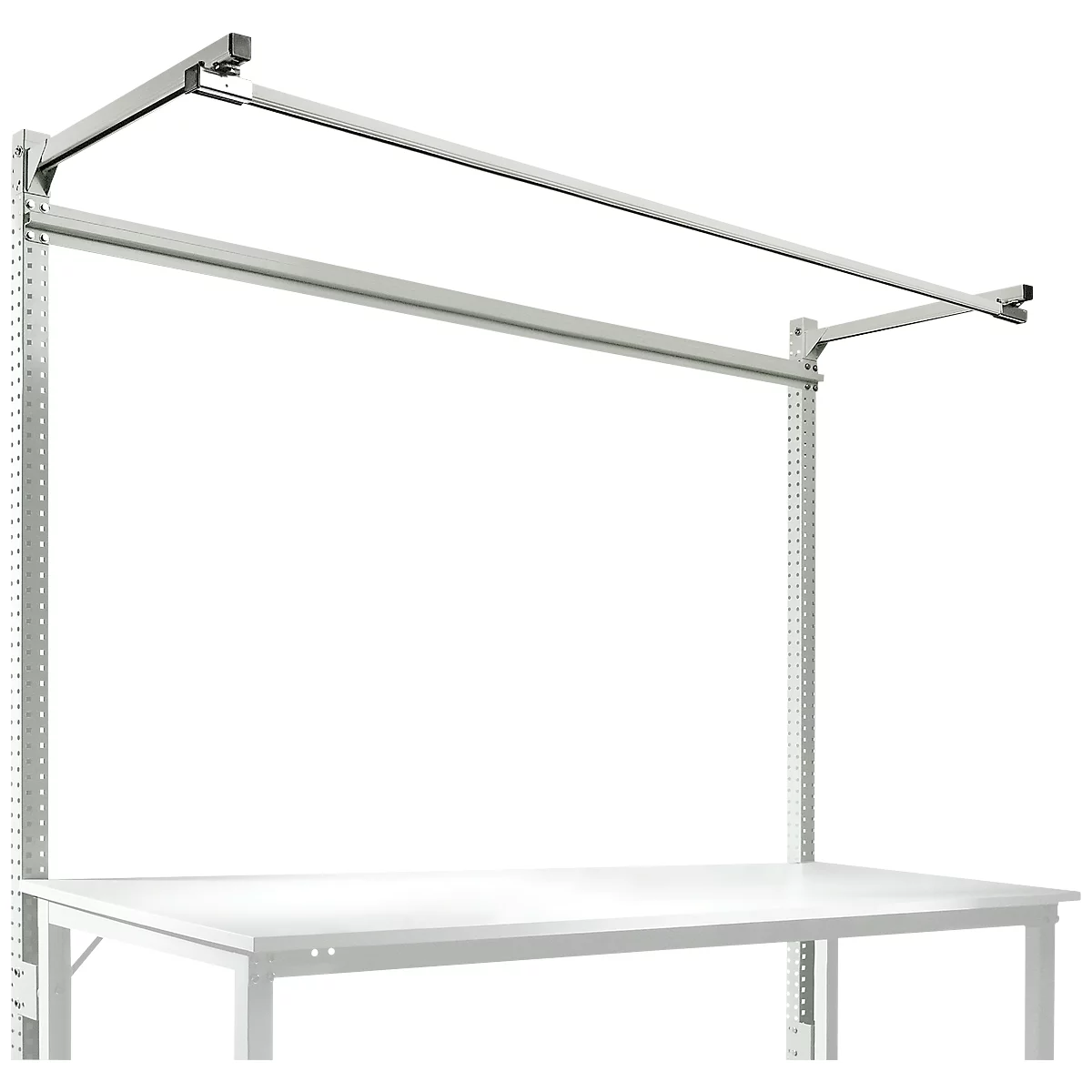 Estructura pórtica adicional con brazo saliente, Mesa básica SPEZIAL mesa de trabajo/banco de trabajo UNIVERSAL/PROFI, 2000 mm, gris luminoso