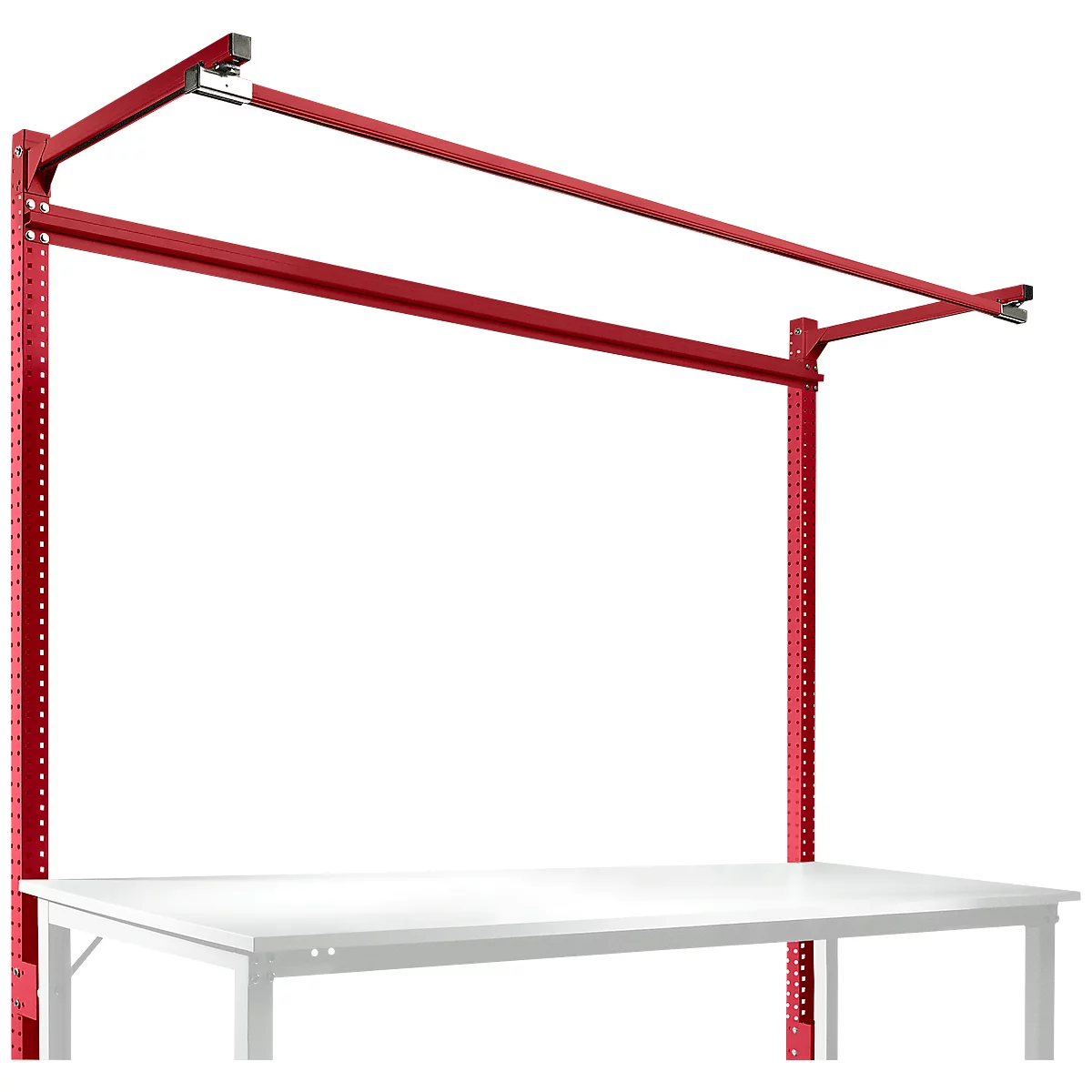 Estructura pórtica adicional con brazo saliente, Mesa básica SPEZIAL mesa de trabajo/banco de trabajo UNIVERSAL/PROFI, 2000 mm, rojo rubí