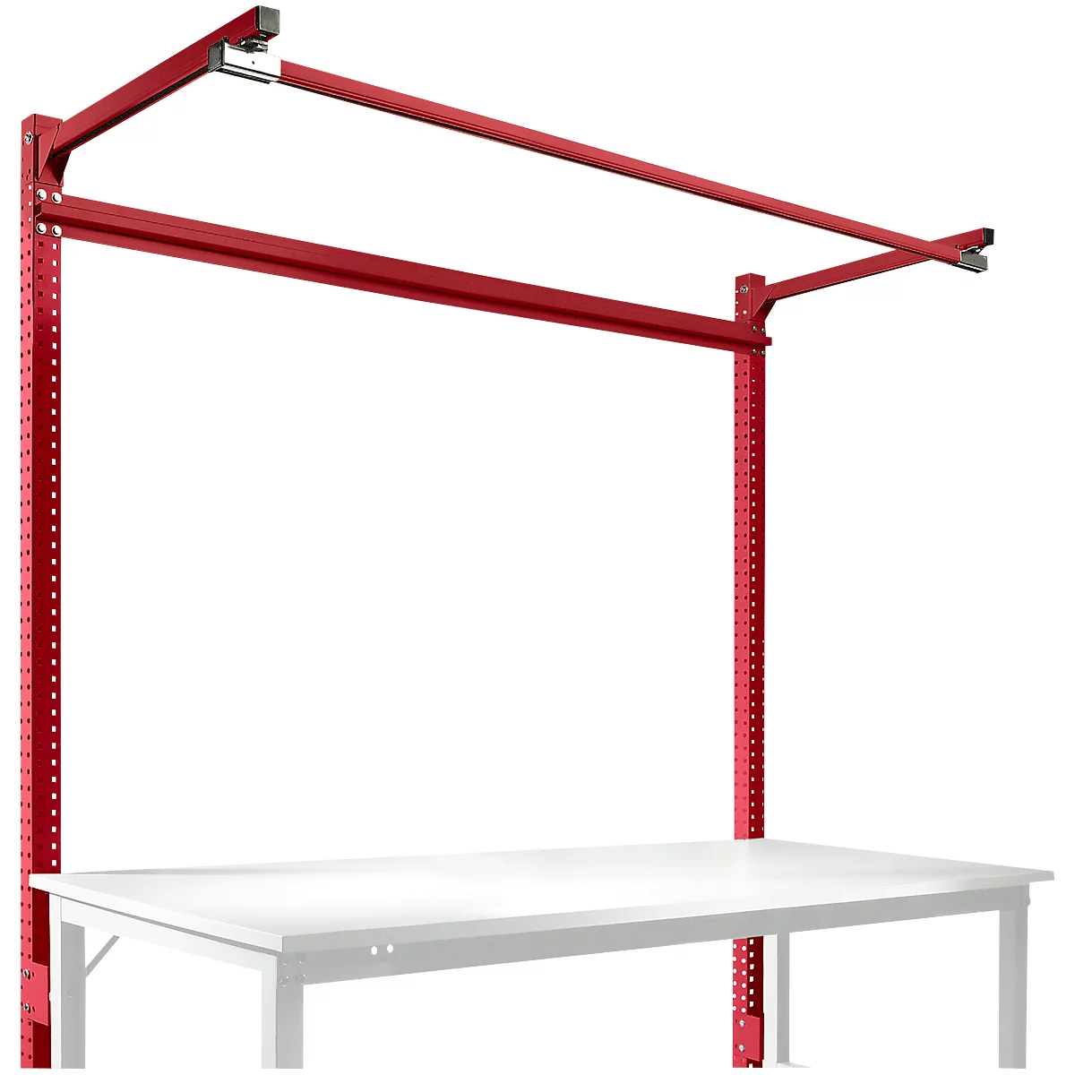 Estructura pórtica adicional con brazo saliente, Mesa básica STANDARD mesa de trabajo/banco de trabajo UNIVERSAL/PROFI, 1750 mm, rojo rubí