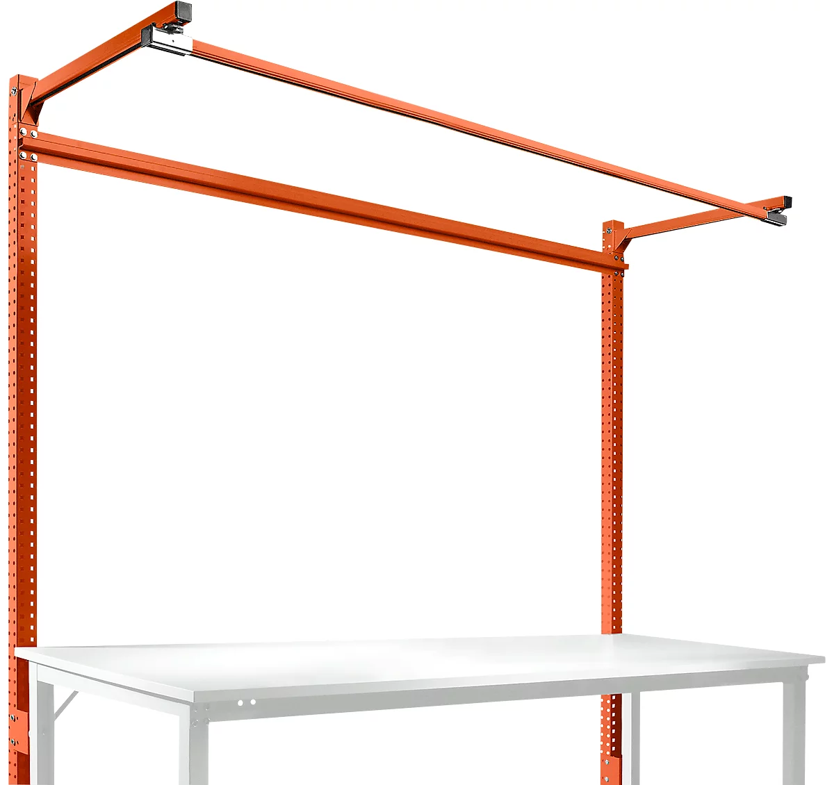 Estructura pórtica adicional con brazo saliente, Mesa básica STANDARD mesa de trabajo/banco de trabajo UNIVERSAL/PROFI, 2000 mm, rojo anaranjado