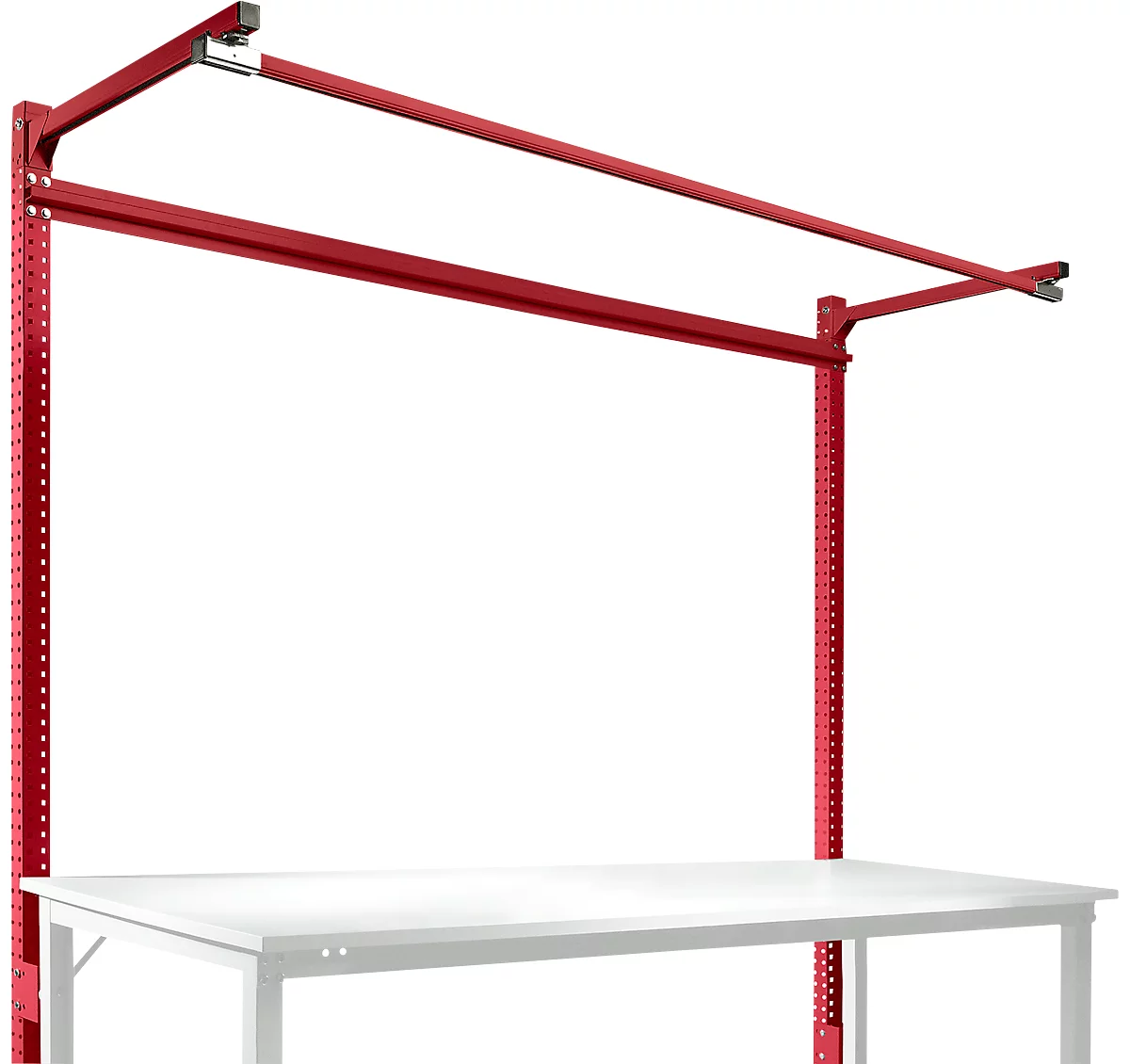 Estructura pórtica adicional con brazo saliente, Mesa básica STANDARD mesa de trabajo/banco de trabajo UNIVERSAL/PROFI, 2000 mm, rojo rubí