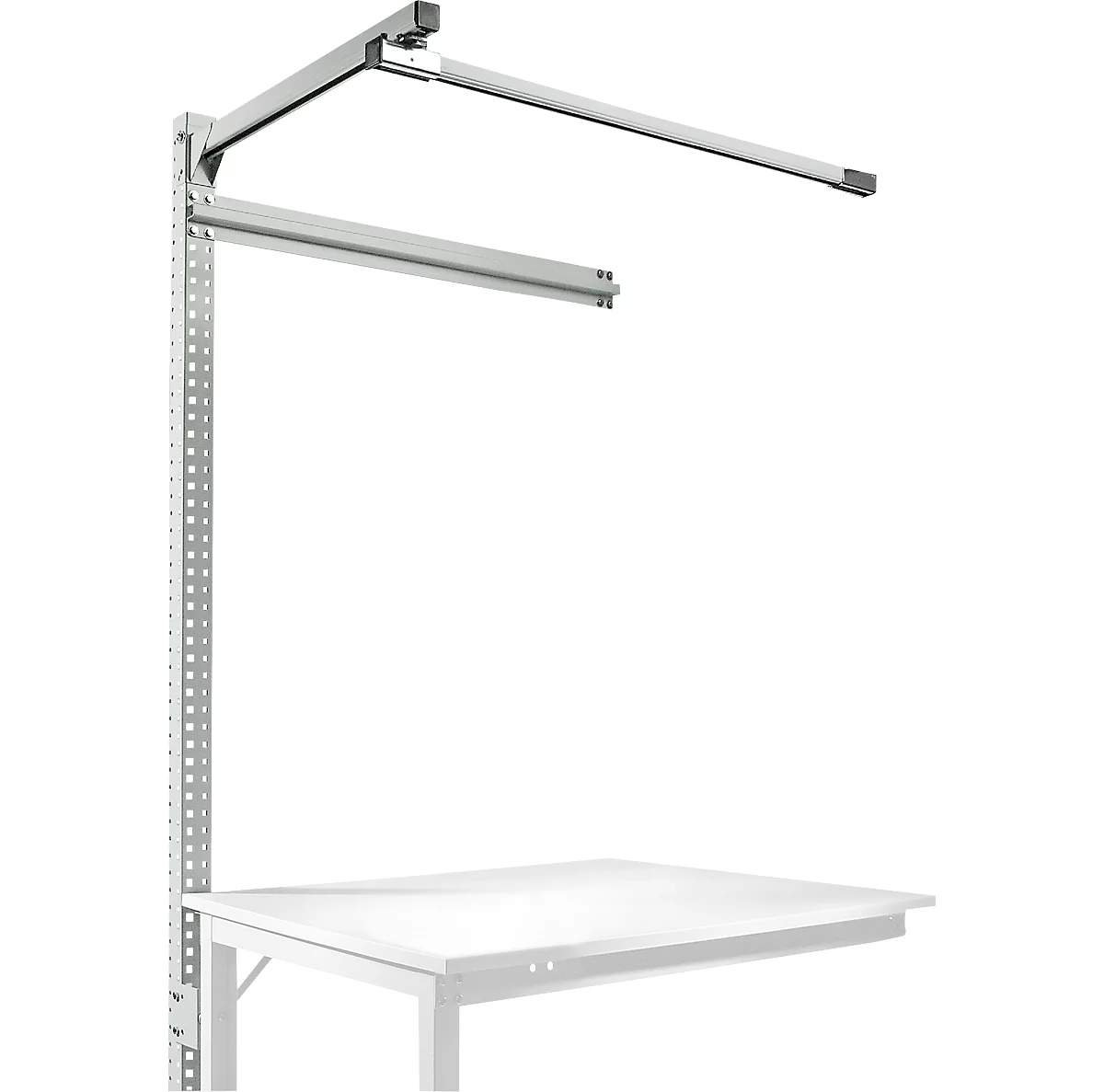Estructura pórtica adicional con brazo saliente, Mesa de extensión SPEZIAL mesa de trabajo/banco de trabajo UNIVERSAL/PROFI, 1250 mm, gris luminoso