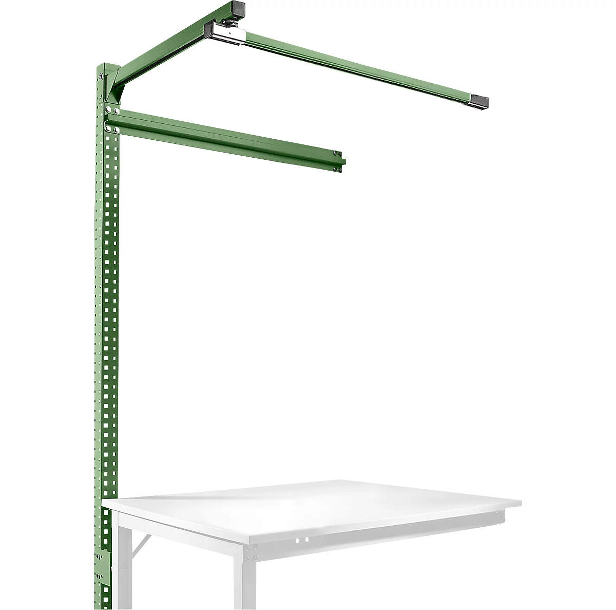 Estructura pórtica adicional con brazo saliente, Mesa de extensión SPEZIAL mesa de trabajo/banco de trabajo UNIVERSAL/PROFI, 1250 mm, verde reseda