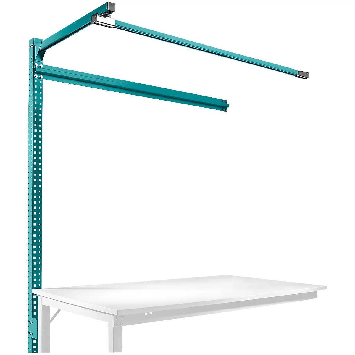 Estructura pórtica adicional con brazo saliente, Mesa de extensión SPEZIAL mesa de trabajo/banco de trabajo UNIVERSAL/PROFI, 1500 mm, azul agua