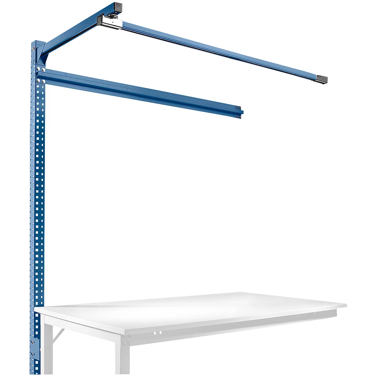 Estructura pórtica adicional con brazo saliente, Mesa de extensión SPEZIAL mesa de trabajo/banco de trabajo UNIVERSAL/PROFI, 1500 mm, azul brillante