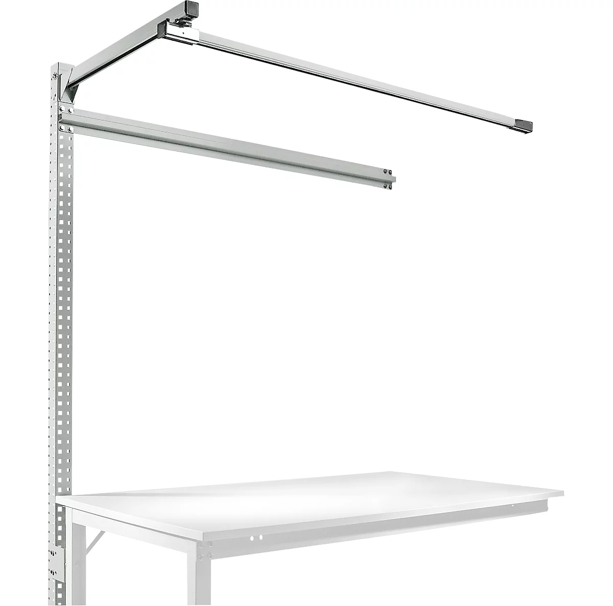 Estructura pórtica adicional con brazo saliente, Mesa de extensión SPEZIAL mesa de trabajo/banco de trabajo UNIVERSAL/PROFI, 1500 mm, gris luminoso