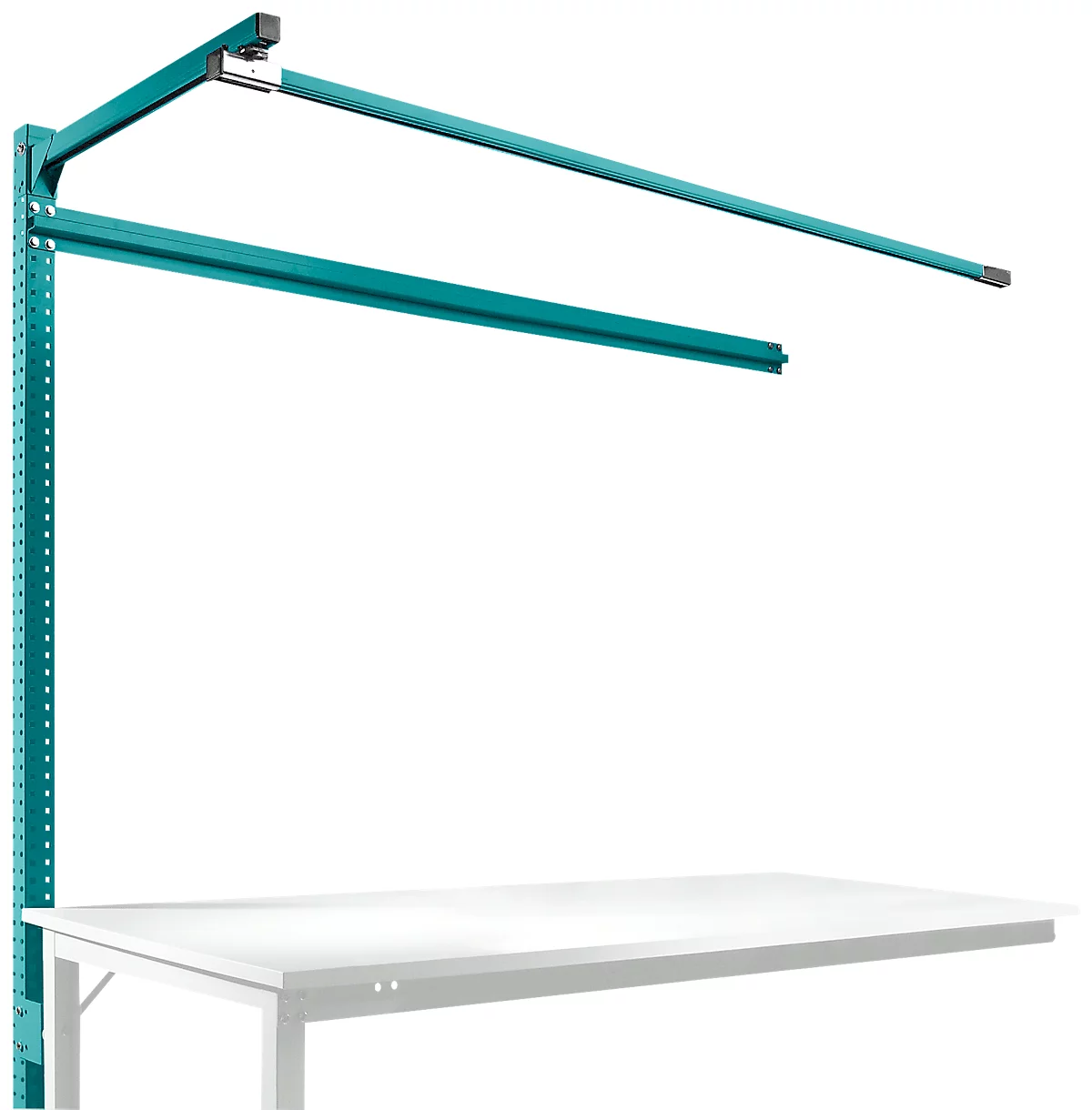 Estructura pórtica adicional con brazo saliente, Mesa de extensión SPEZIAL mesa de trabajo/banco de trabajo UNIVERSAL/PROFI, 1750 mm, azul agua