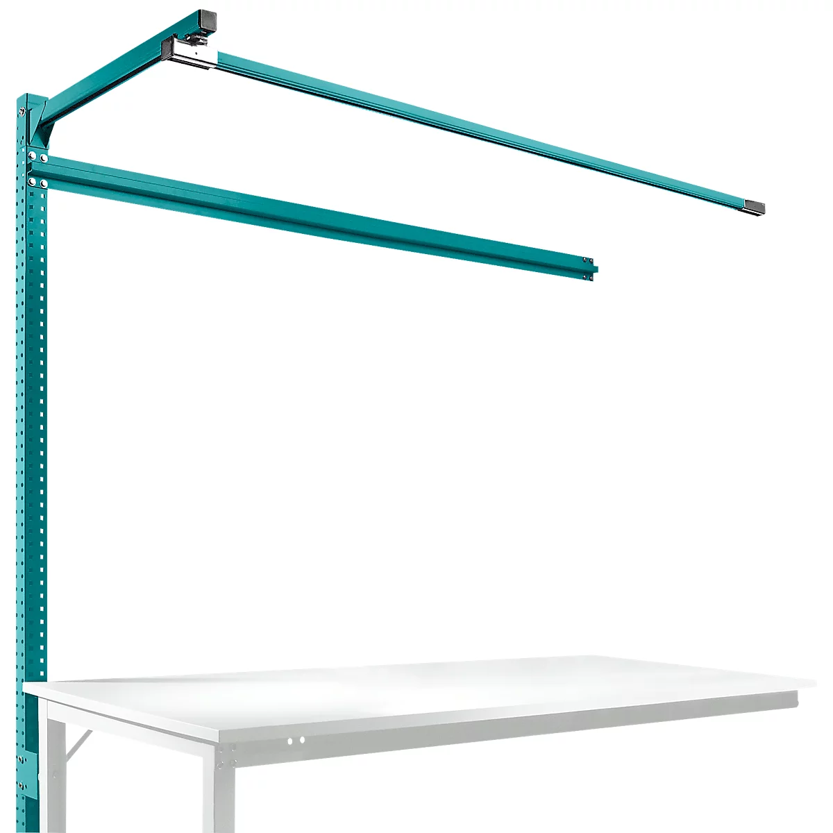 Estructura pórtica adicional con brazo saliente, Mesa de extensión SPEZIAL mesa de trabajo/banco de trabajo UNIVERSAL/PROFI, 1750 mm, azul agua