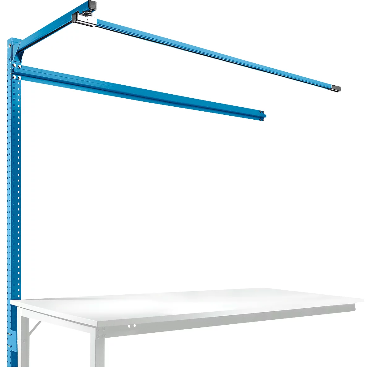 Estructura pórtica adicional con brazo saliente, Mesa de extensión SPEZIAL mesa de trabajo/banco de trabajo UNIVERSAL/PROFI, 1750 mm, azul luminoso