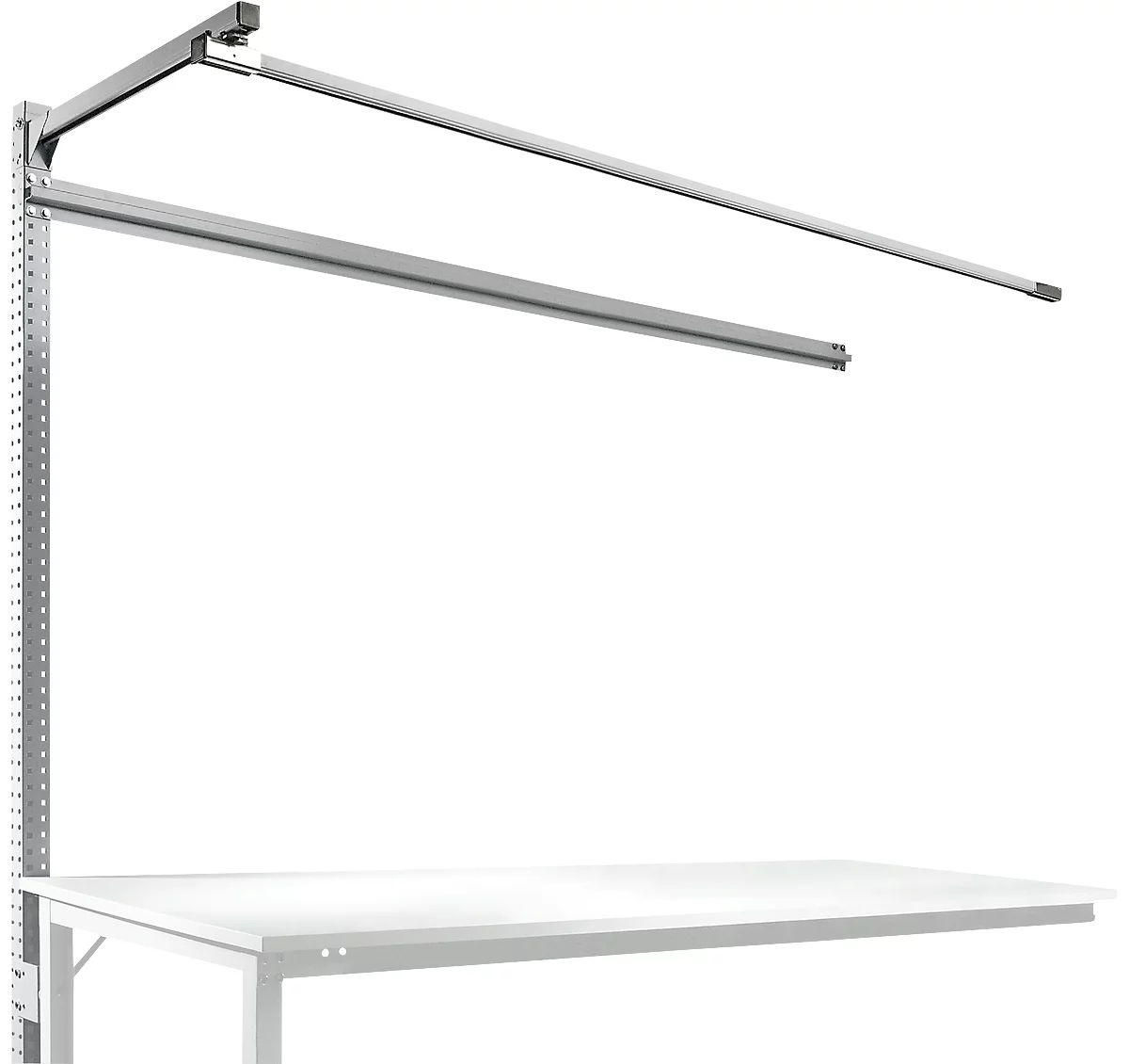Estructura pórtica adicional con brazo saliente, Mesa de extensión SPEZIAL mesa de trabajo/banco de trabajo UNIVERSAL/PROFI, 2000 mm, aluminio plateado