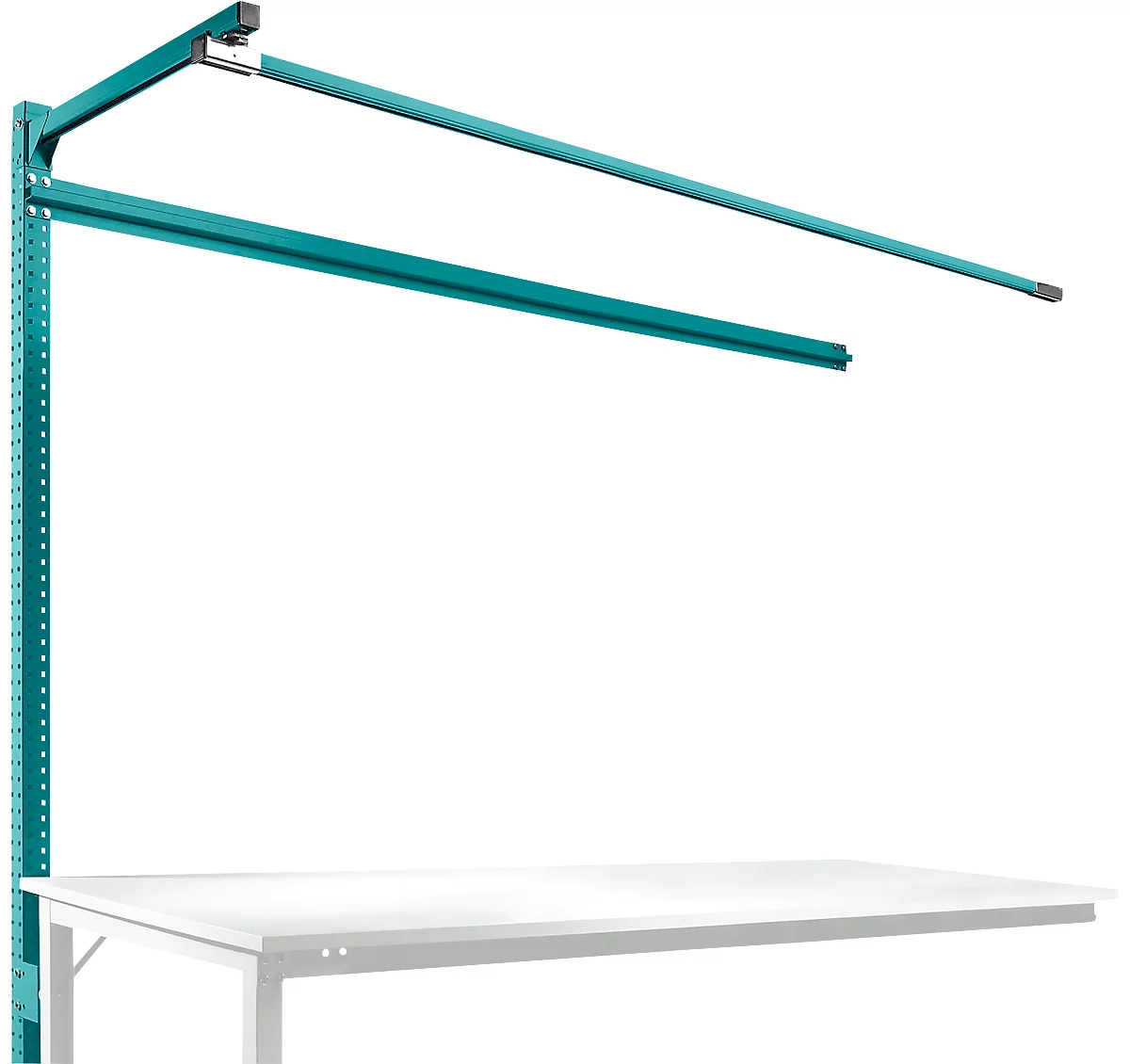 Estructura pórtica adicional con brazo saliente, Mesa de extensión SPEZIAL mesa de trabajo/banco de trabajo UNIVERSAL/PROFI, 2000 mm, azul agua