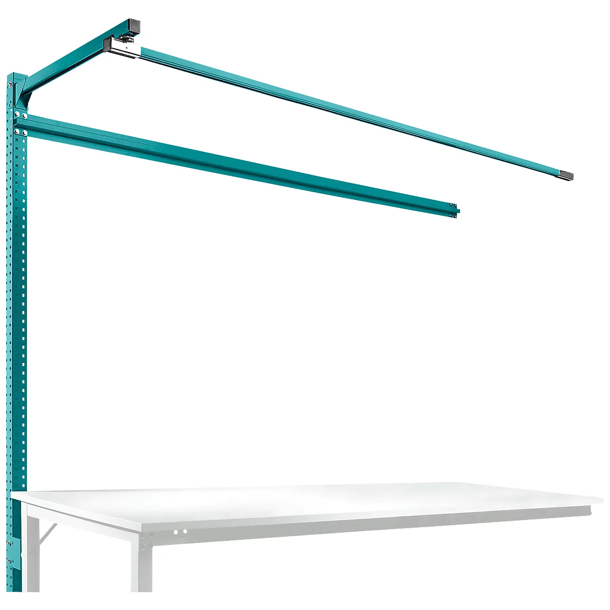 Estructura pórtica adicional con brazo saliente, Mesa de extensión SPEZIAL mesa de trabajo/banco de trabajo UNIVERSAL/PROFI, 2000 mm, azul agua