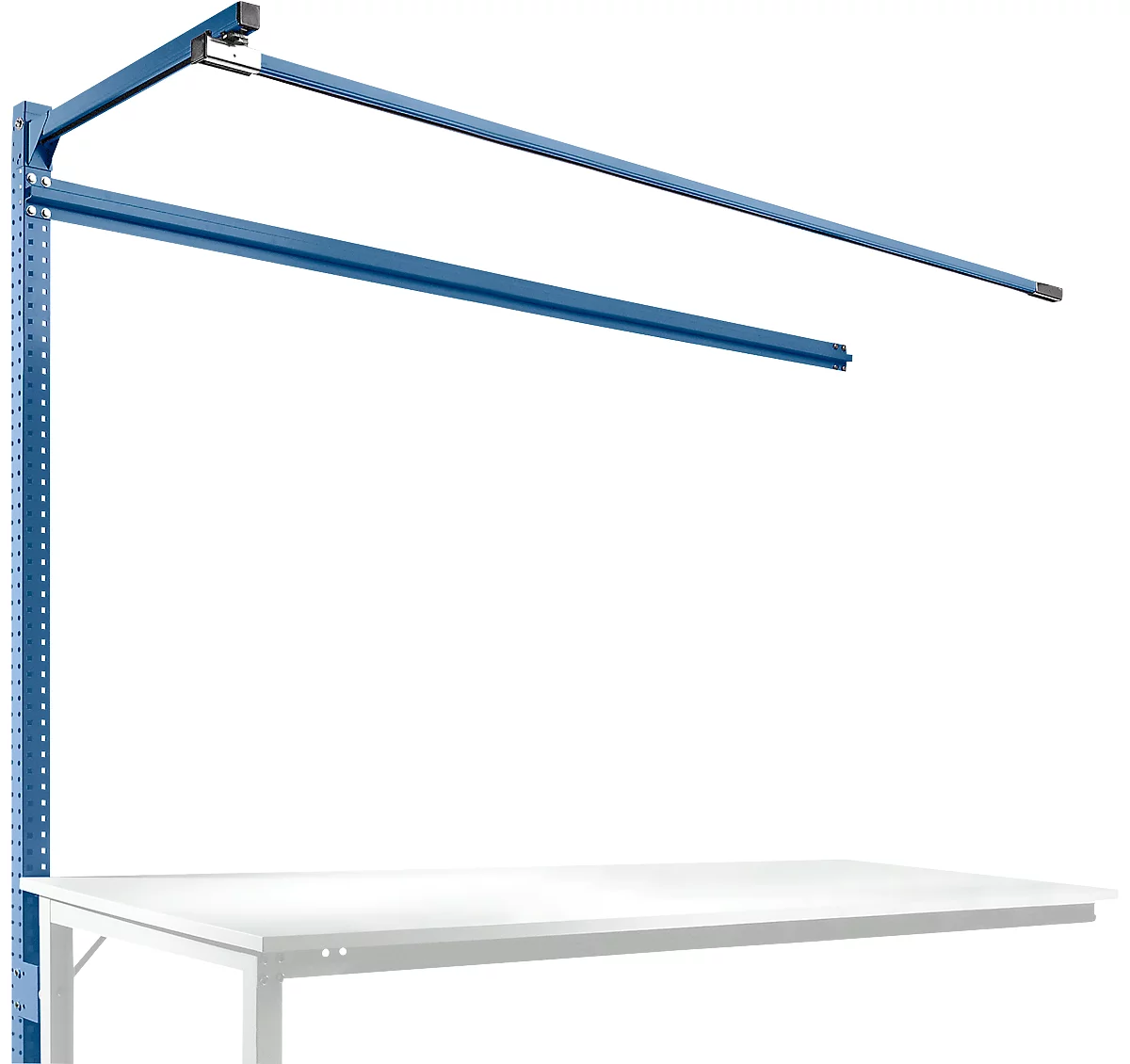 Estructura pórtica adicional con brazo saliente, Mesa de extensión SPEZIAL mesa de trabajo/banco de trabajo UNIVERSAL/PROFI, 2000 mm, azul brillante