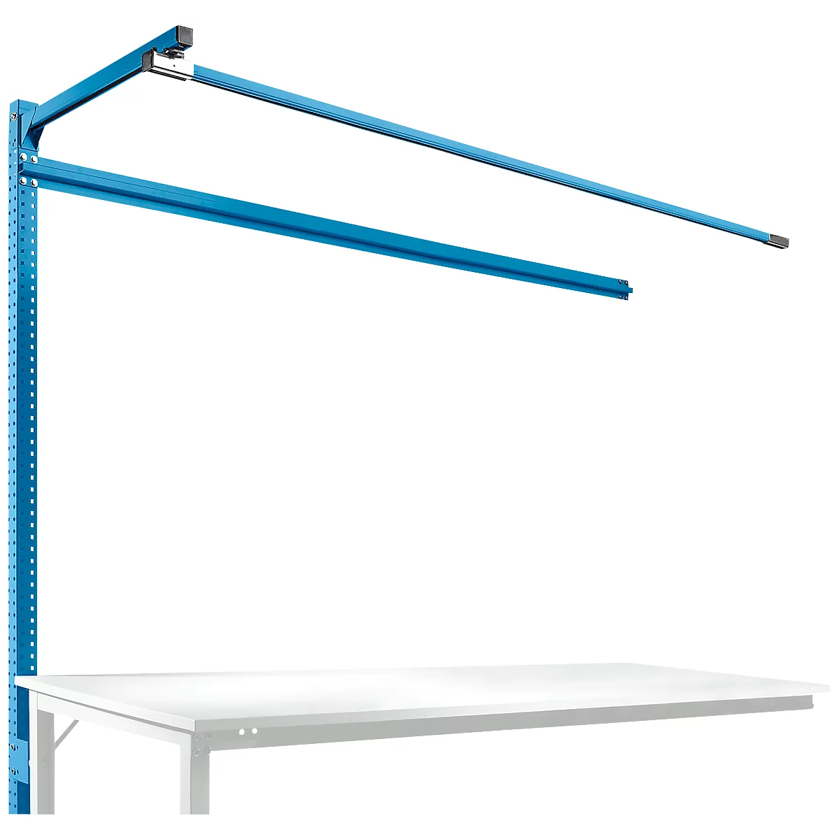 Estructura pórtica adicional con brazo saliente, Mesa de extensión SPEZIAL mesa de trabajo/banco de trabajo UNIVERSAL/PROFI, 2000 mm, azul luminoso