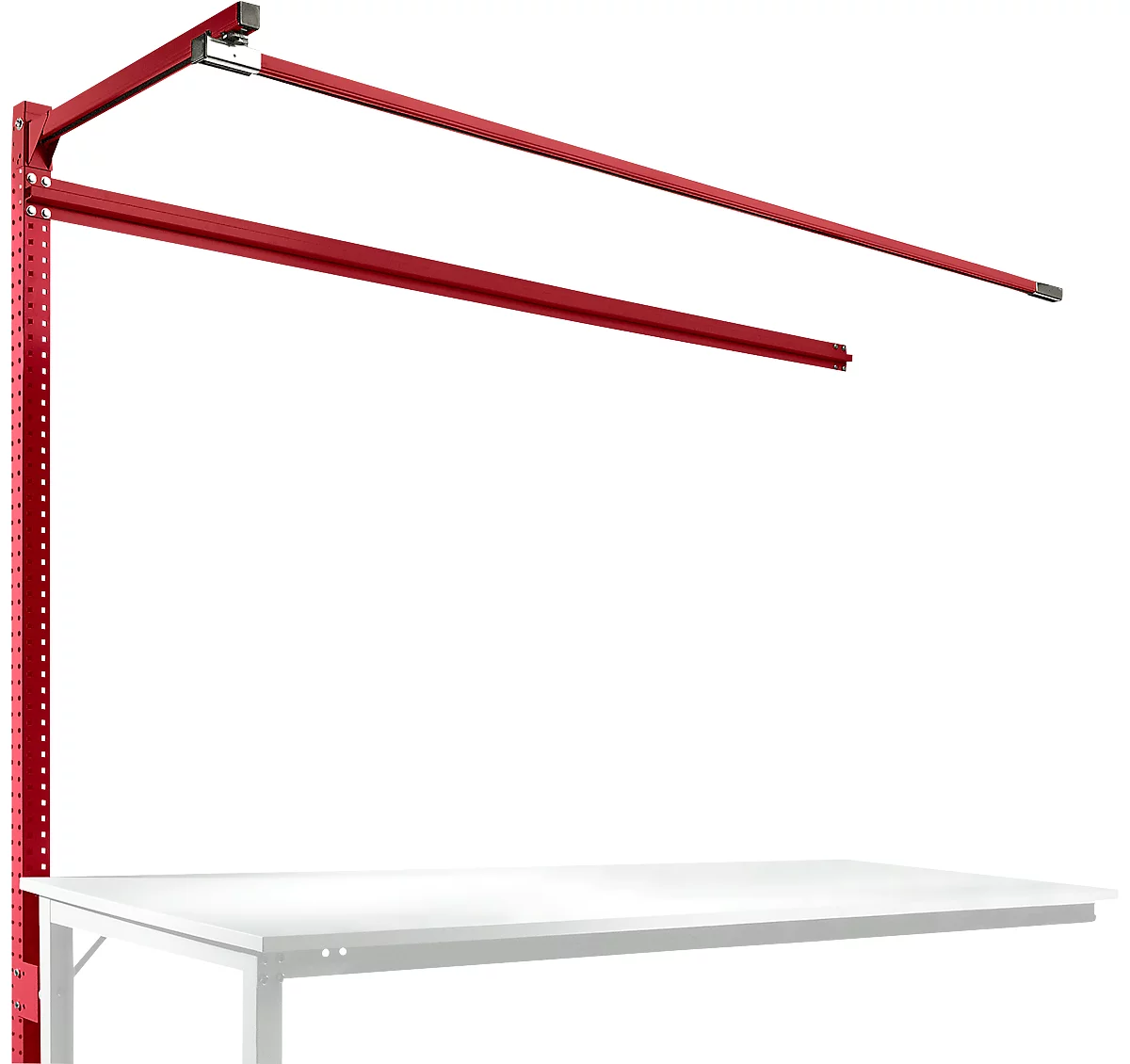 Estructura pórtica adicional con brazo saliente, Mesa de extensión SPEZIAL mesa de trabajo/banco de trabajo UNIVERSAL/PROFI, 2000 mm, rojo rubí