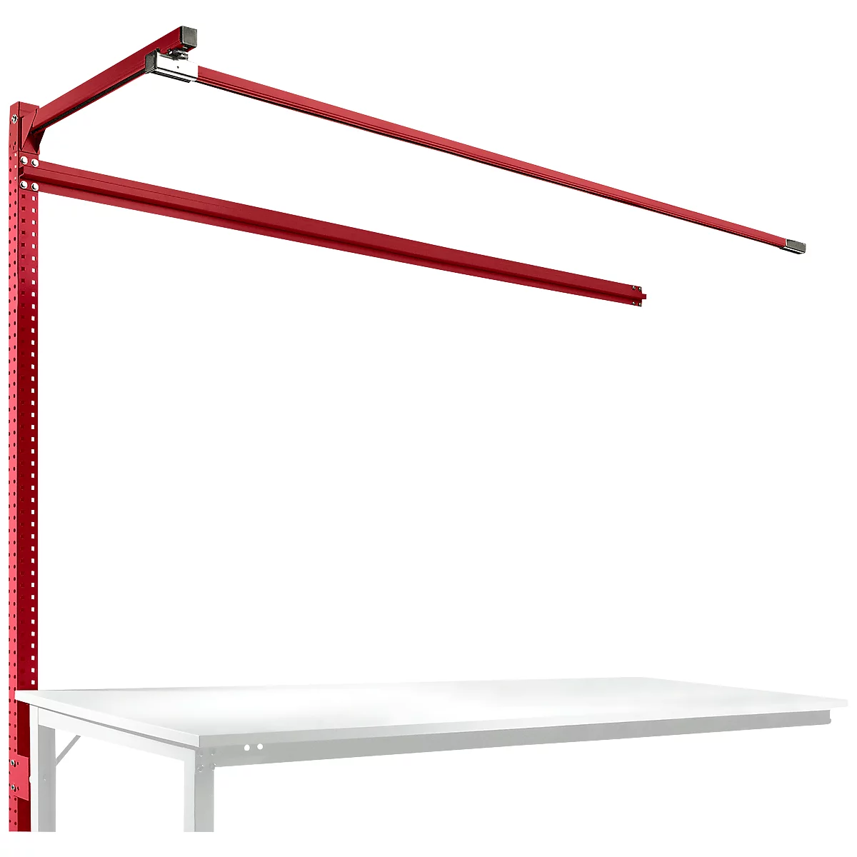 Estructura pórtica adicional con brazo saliente, Mesa de extensión SPEZIAL mesa de trabajo/banco de trabajo UNIVERSAL/PROFI, 2000 mm, rojo rubí