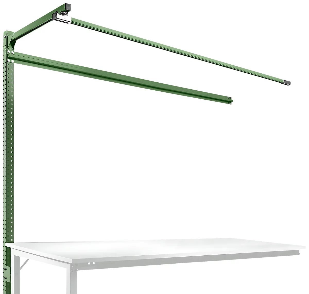Estructura pórtica adicional con brazo saliente, Mesa de extensión SPEZIAL mesa de trabajo/banco de trabajo UNIVERSAL/PROFI, 2000 mm, verde reseda
