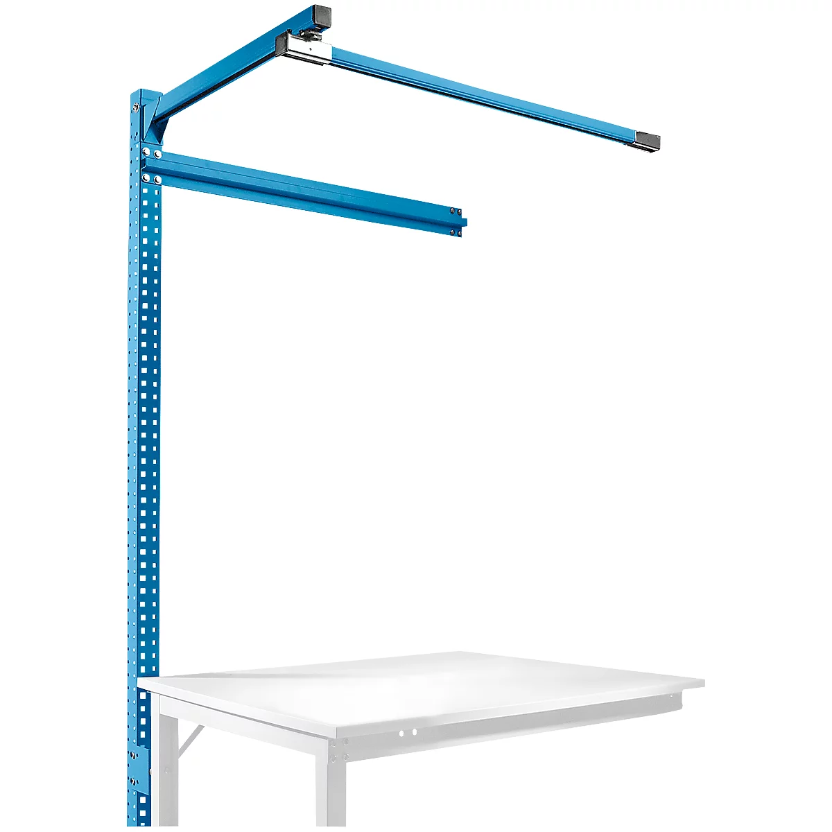 Estructura pórtica adicional con brazo saliente, Mesa de extensión STANDARD mesa de trabajo/banco de trabajo UNIVERSAL/PROFI, 1250 mm, azul luminoso