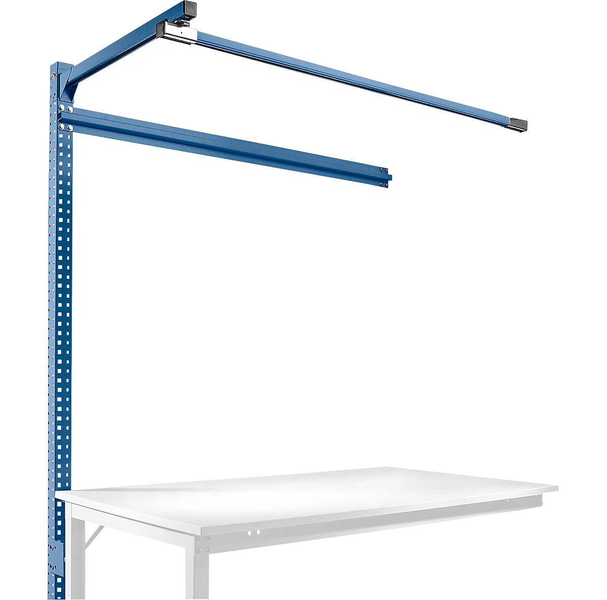 Estructura pórtica adicional con brazo saliente, Mesa de extensión STANDARD mesa de trabajo/banco de trabajo UNIVERSAL/PROFI, 1500 mm, azul brillante