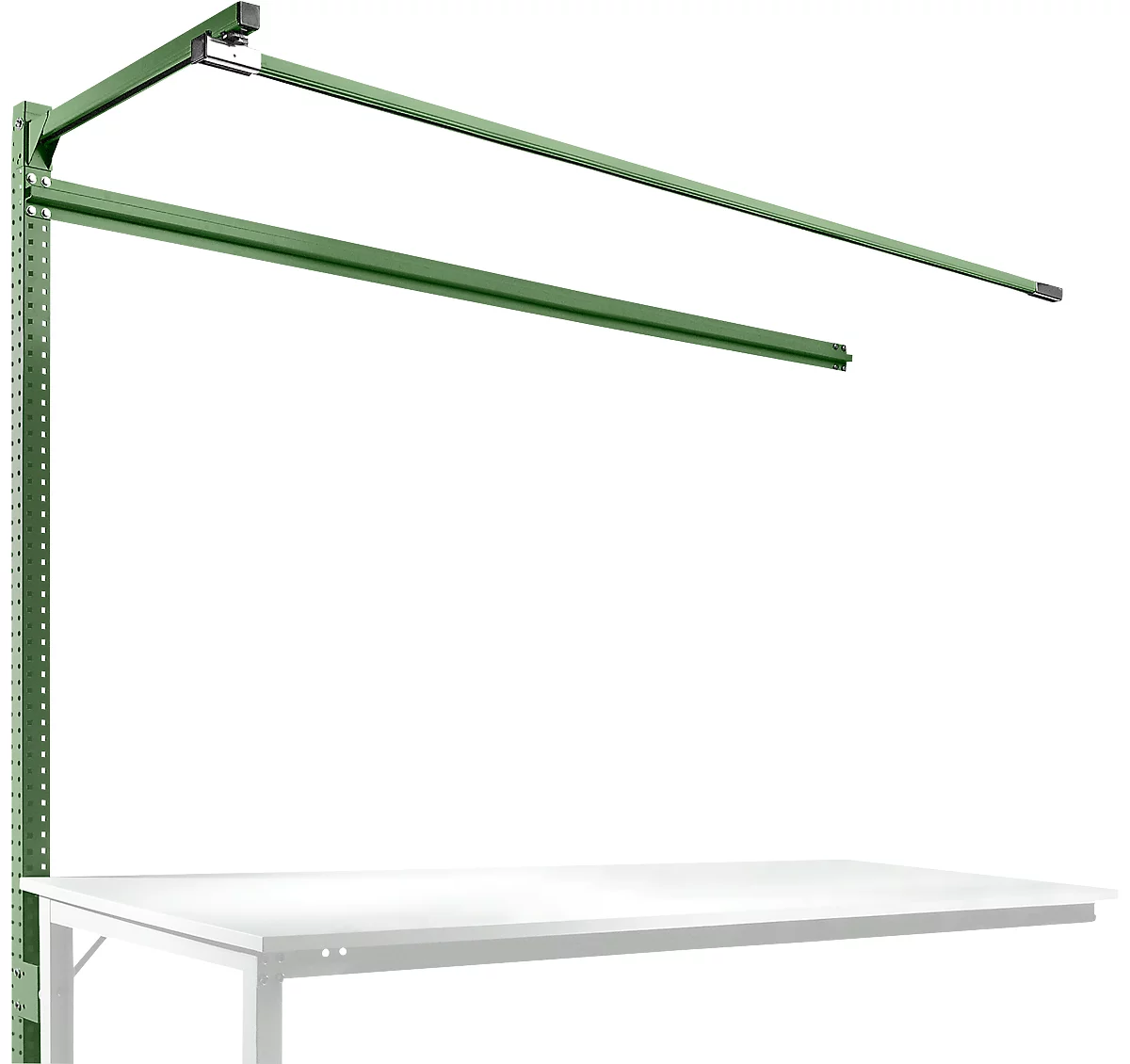 Estructura pórtica adicional con brazo saliente, Mesa de extensión STANDARD mesa de trabajo/banco de trabajo UNIVERSAL/PROFI, 2000 mm, verde reseda