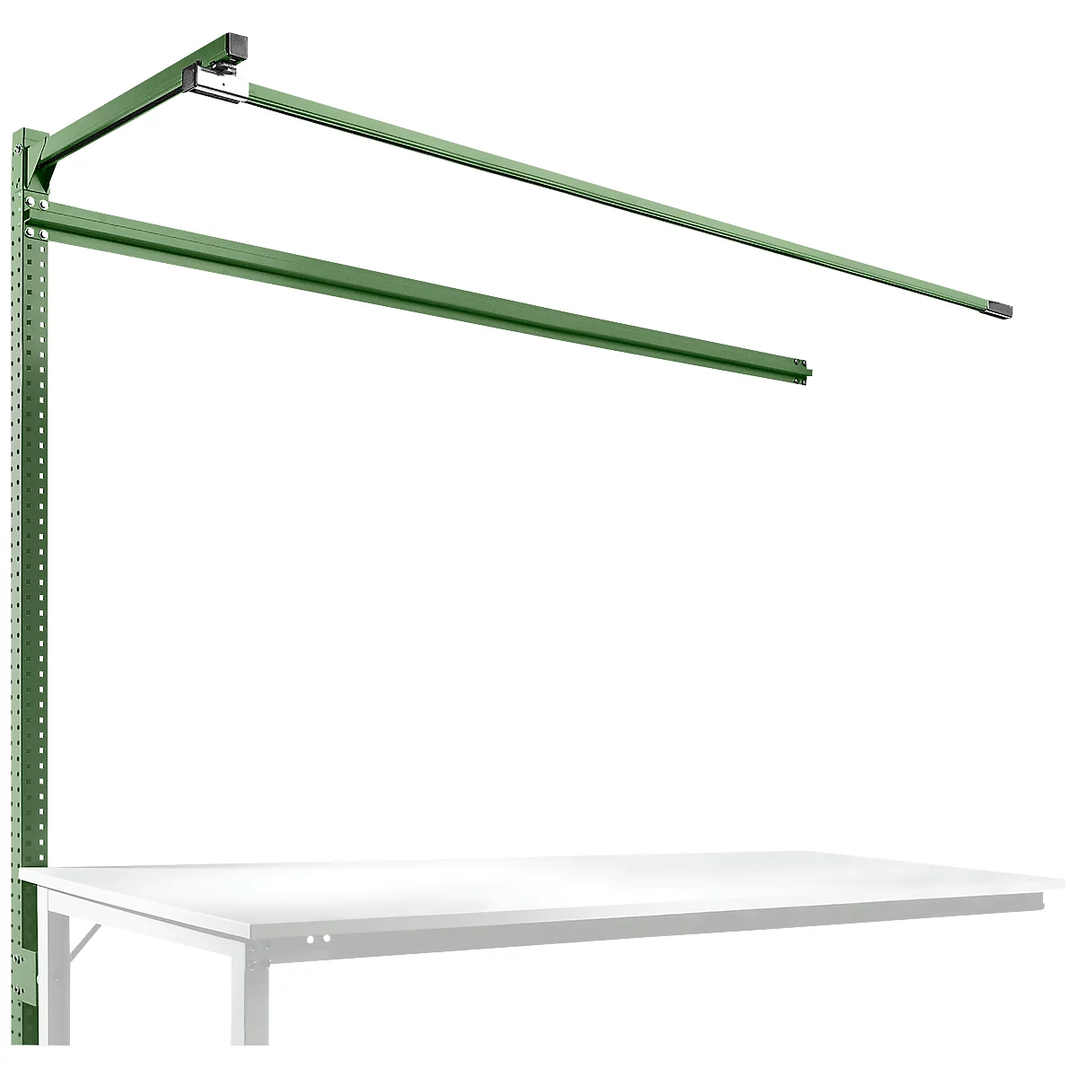 Estructura pórtica adicional con brazo saliente, Mesa de extensión STANDARD mesa de trabajo/banco de trabajo UNIVERSAL/PROFI, 2000 mm, verde reseda