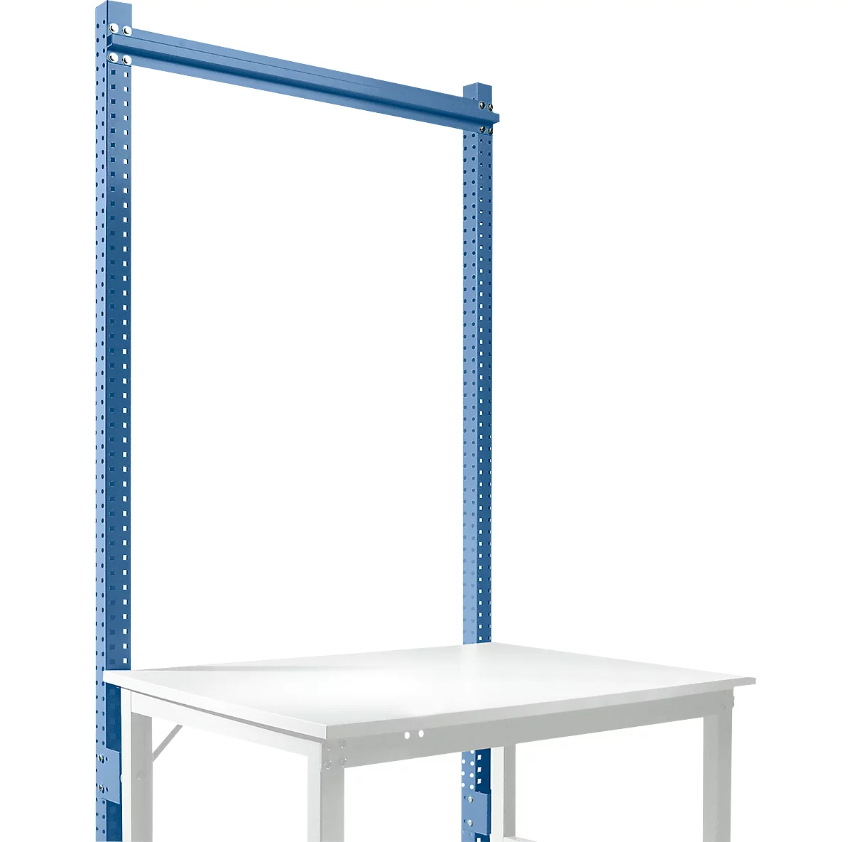 Estructura pórtica adicional Manuflex, para mesas básicas Universal/Profi Standard, para anchura de mesa 1250 mm, azul brillante