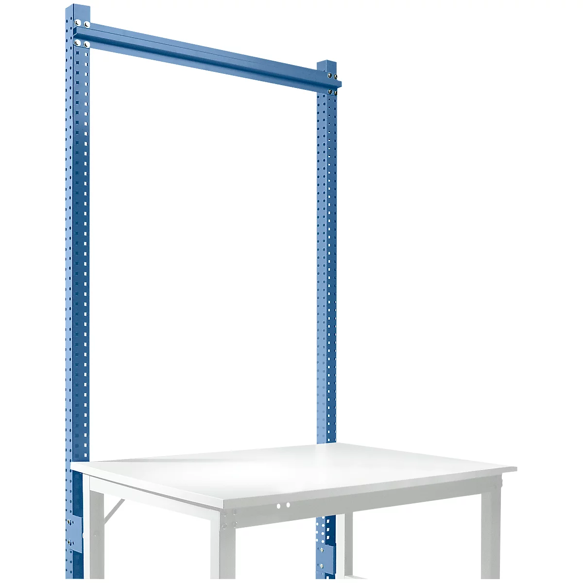 Estructura pórtica adicional Manuflex, para mesas básicas Universal/Profi Standard, para anchura de mesa 1250 mm, azul brillante