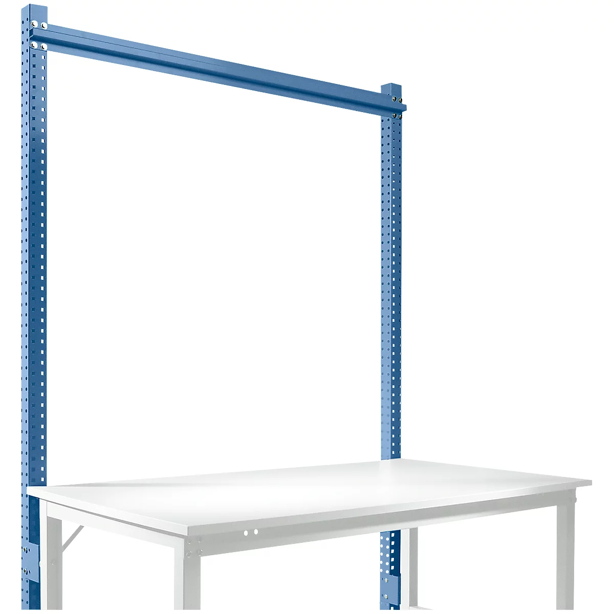 Estructura pórtica adicional Manuflex, para mesas básicas Universal/Profi Standard, para anchura de mesa 1500 mm, azul brillante