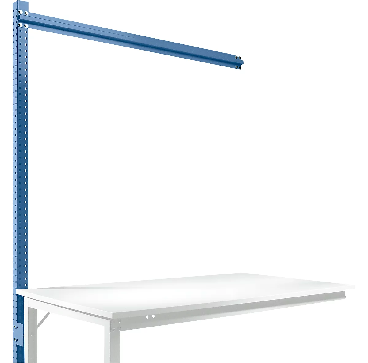 Estructura pórtica adicional Manuflex, para mesas de extensión Manuflex UNIVERSAL Standard, anchura 1500 mm, azul brillante RAL 5007