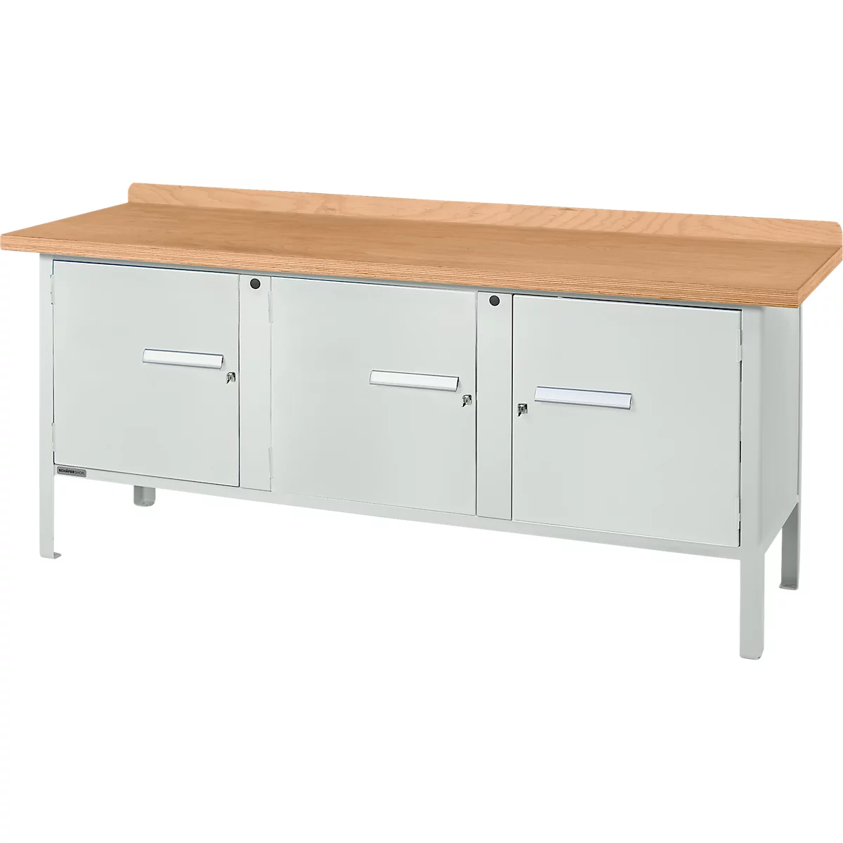 Établi à caisson Schäfer Shop Select PW 200-3, plateau en hêtre multiplex, jusqu'à 750 kg, L 2000 x P 700 x H 840 mm, gris clair