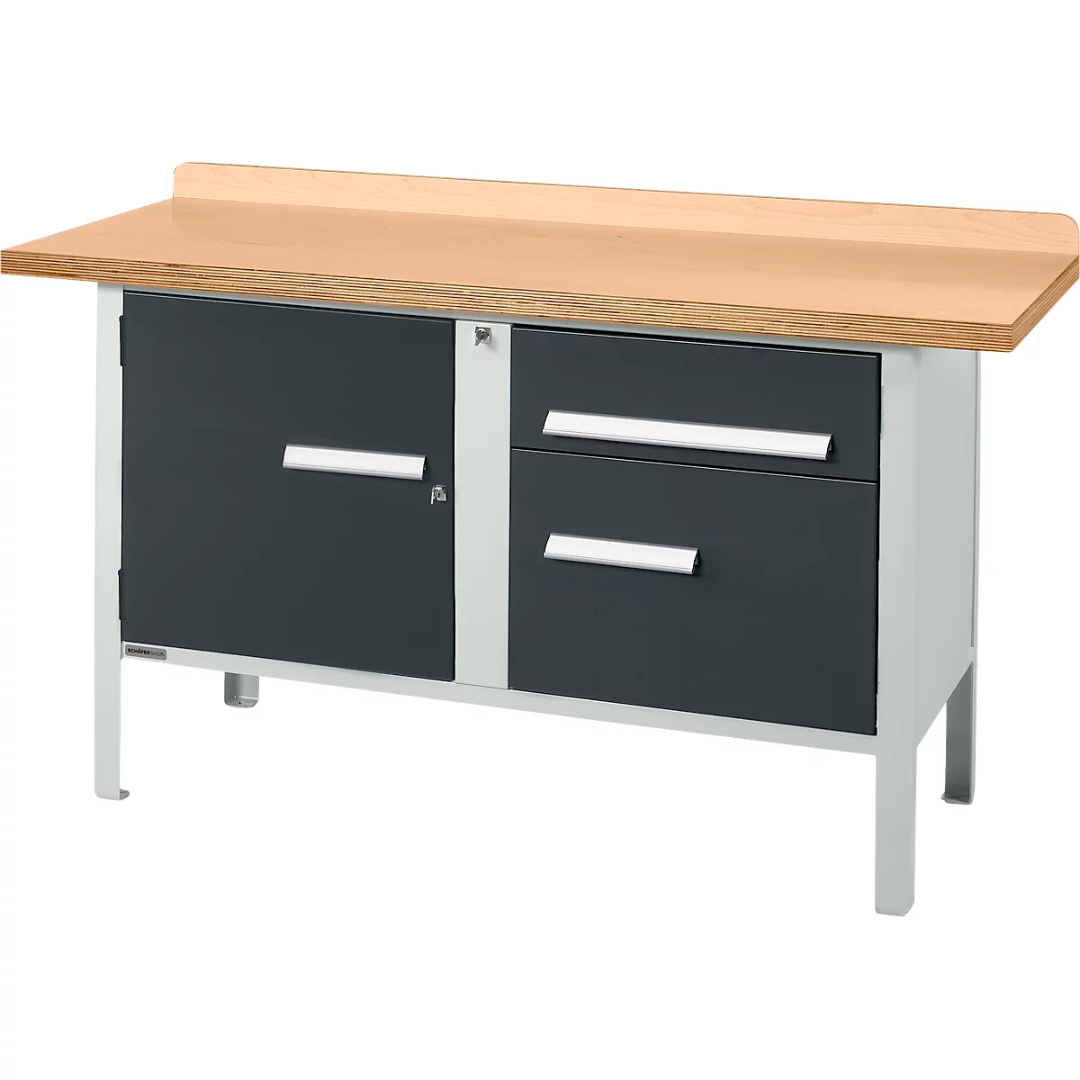 Établi à caisson Schäfer Shop Select PWi 150-3, plateau en hêtre multiplex, jusqu'à 750 kg, L 1500 x P 700 x H 840 mm, anthracite