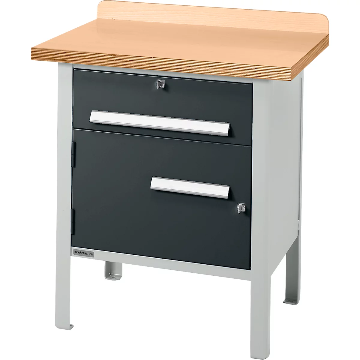 Établi à caisson Schäfer Shop Select PWi 75-0, plateau multiplex en hêtre, jusqu'à 750 kg, L 750 x P 700 x H 840 mm