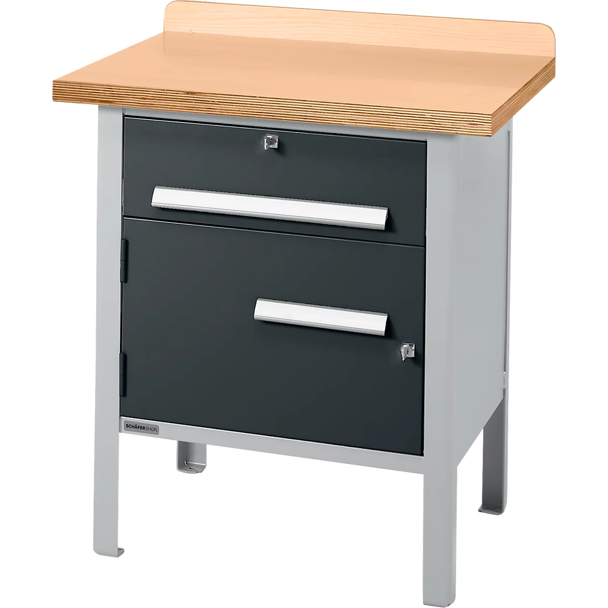 Établi à caisson Schäfer Shop Select PWi 75-0, plateau multiplex en hêtre, jusqu'à 750 kg, L 750 x P 700 x H 840 mm