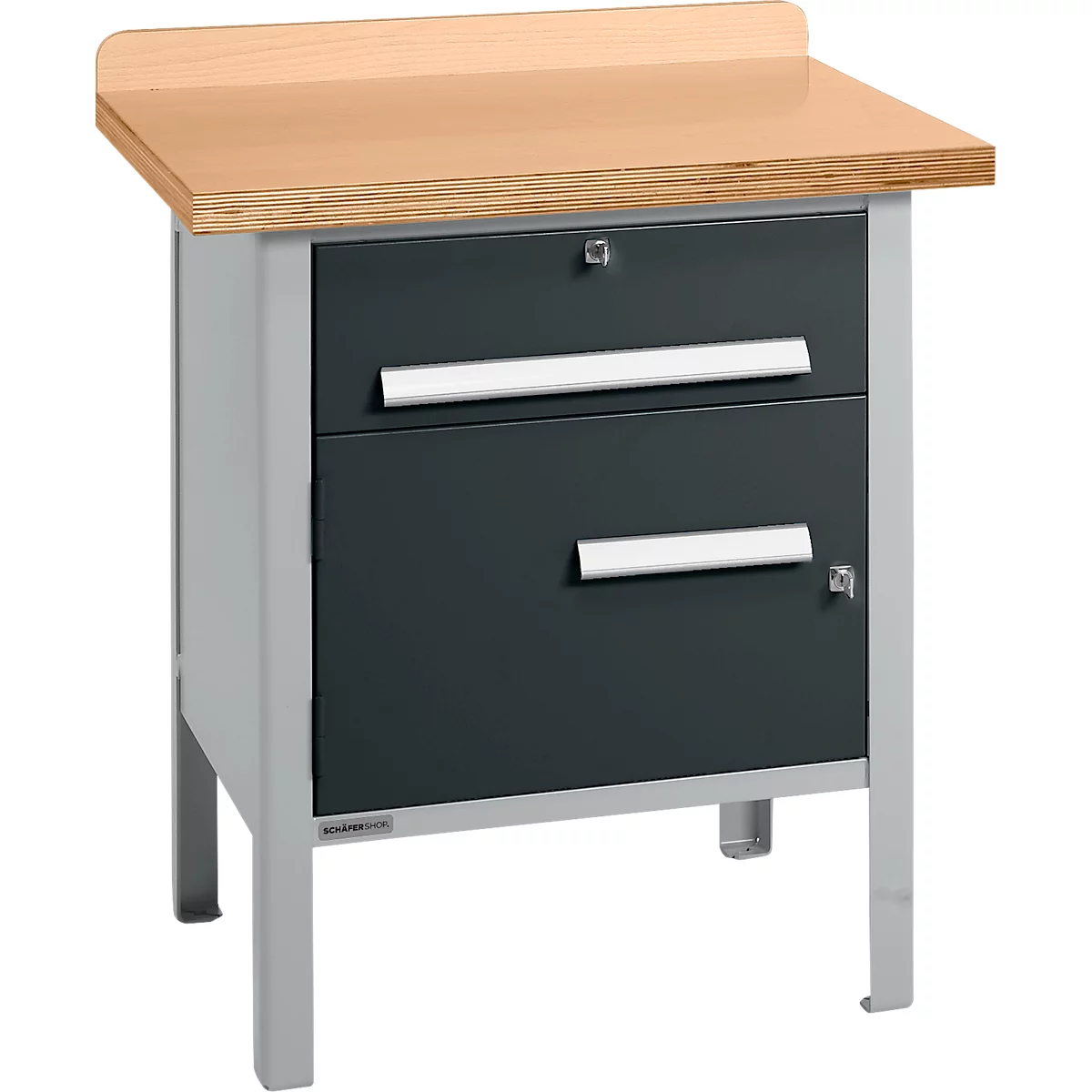 Établi à caisson Schäfer Shop Select PWi 75-0, plateau multiplex en hêtre, jusqu'à 750 kg, L 750 x P 700 x H 840 mm