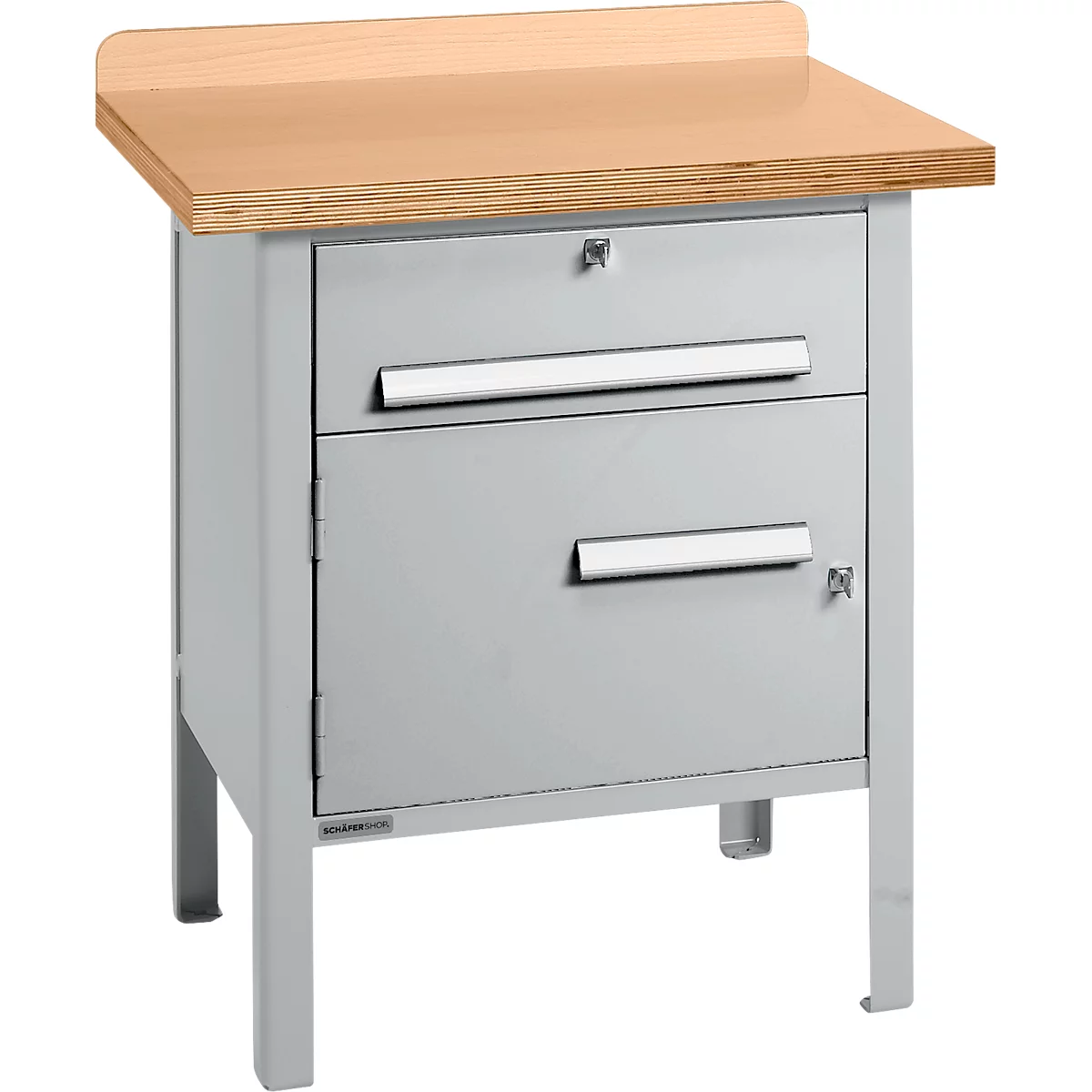Établi à caisson Schäfer Shop Select PWi 75-0, plateau multiplex en hêtre, jusqu'à 750 kg, L 750 x P 700 x H 840 mm
