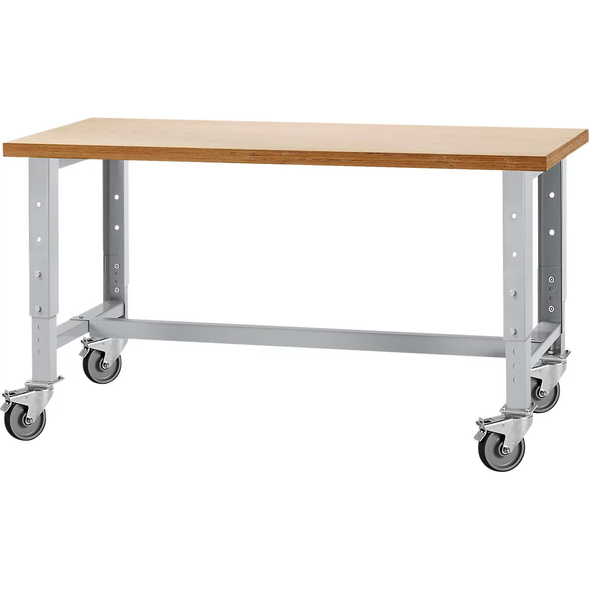 Établi, mobile, hauteur ajustable, argent clair 