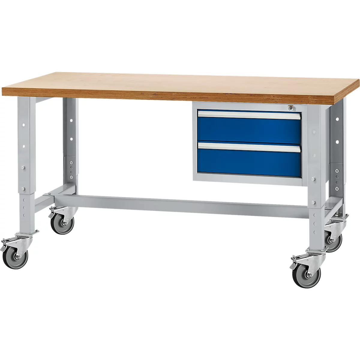 Établi, mobile, hauteur ajustable, élément encastré, argent clair