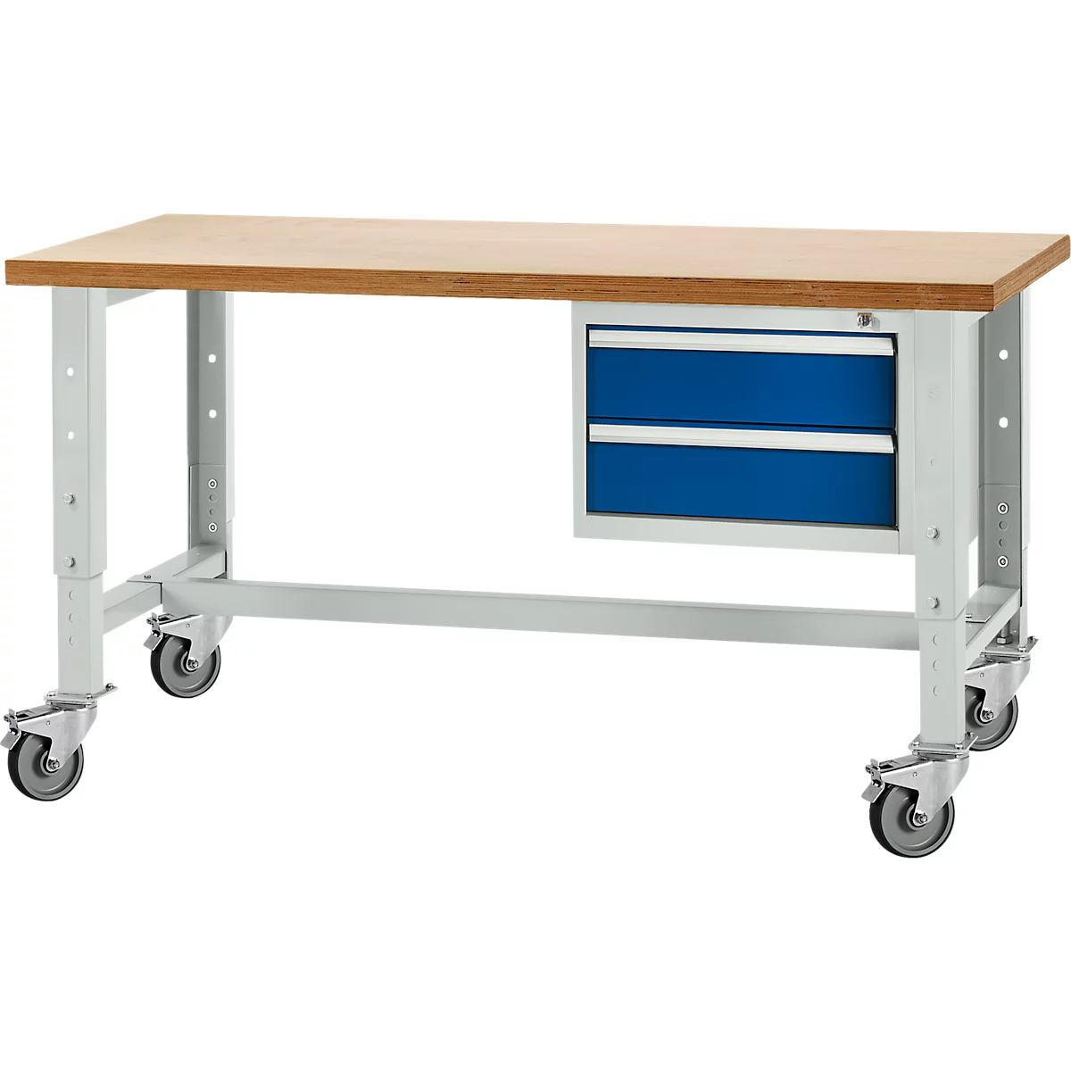 Établi, mobile, hauteur ajustable, élément encastré, gris clair