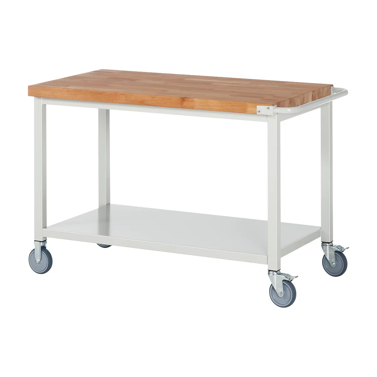 Établi mobile série 8000 - plan de travail en hêtre - tablette en tôle d'acier - l. 1250 x P 700 x H 880 mm
